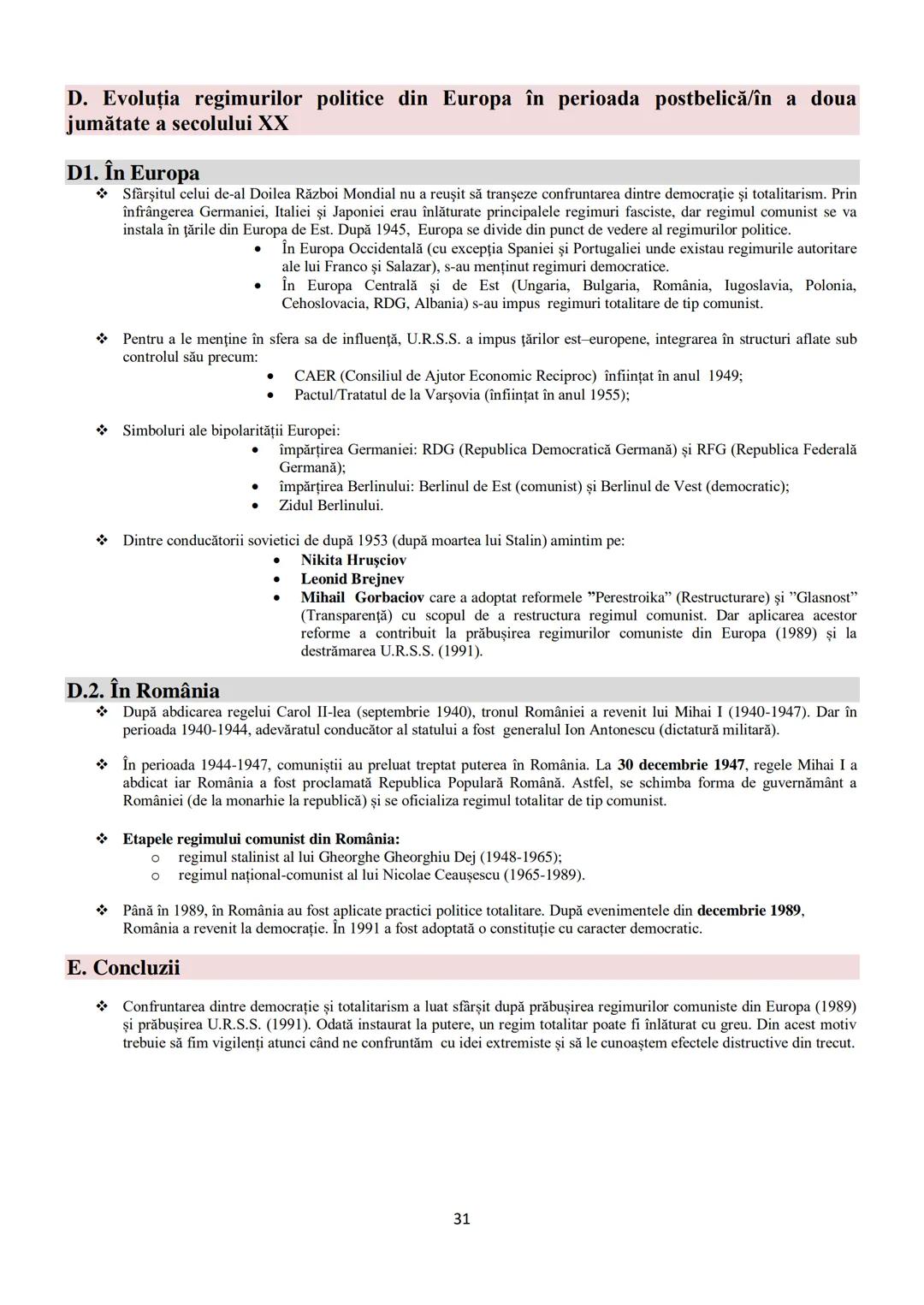 # TEME DIN
PROGRAMA DE BACALAUREAT
1.Autonomii locale şi instituţii centrale
în spaţiul românesc (secolele IX-XVIII) - pagina 2
2. Spaţiul