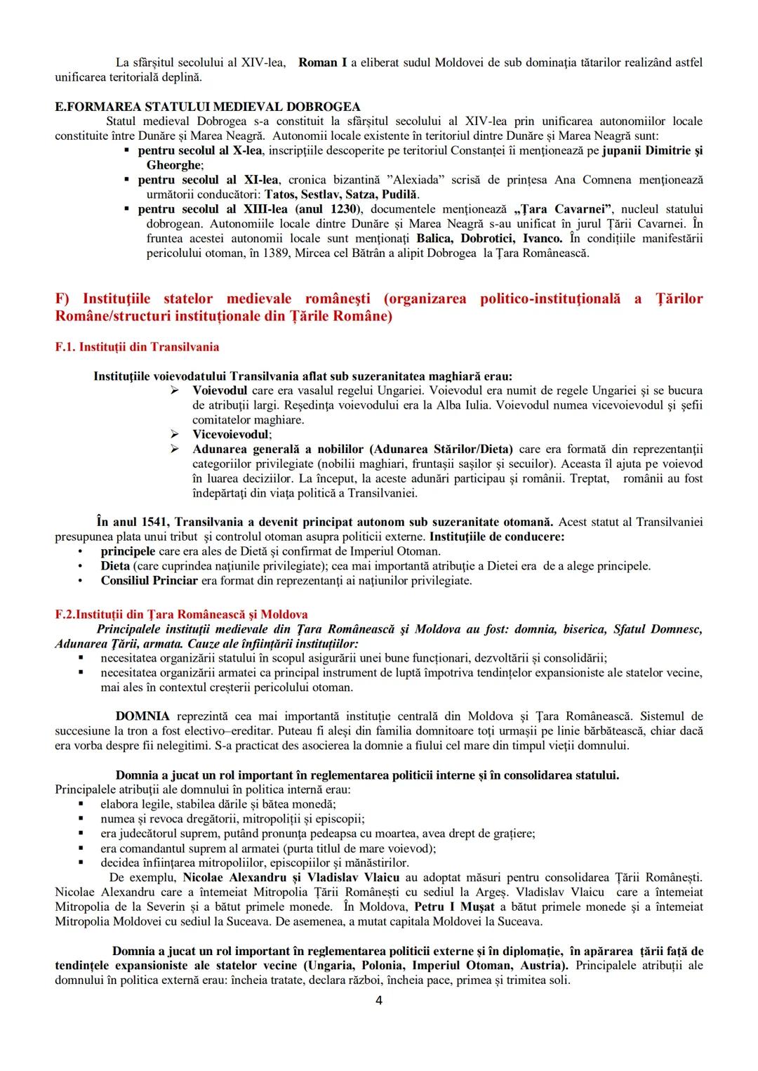 # TEME DIN
PROGRAMA DE BACALAUREAT
1.Autonomii locale şi instituţii centrale
în spaţiul românesc (secolele IX-XVIII) - pagina 2
2. Spaţiul