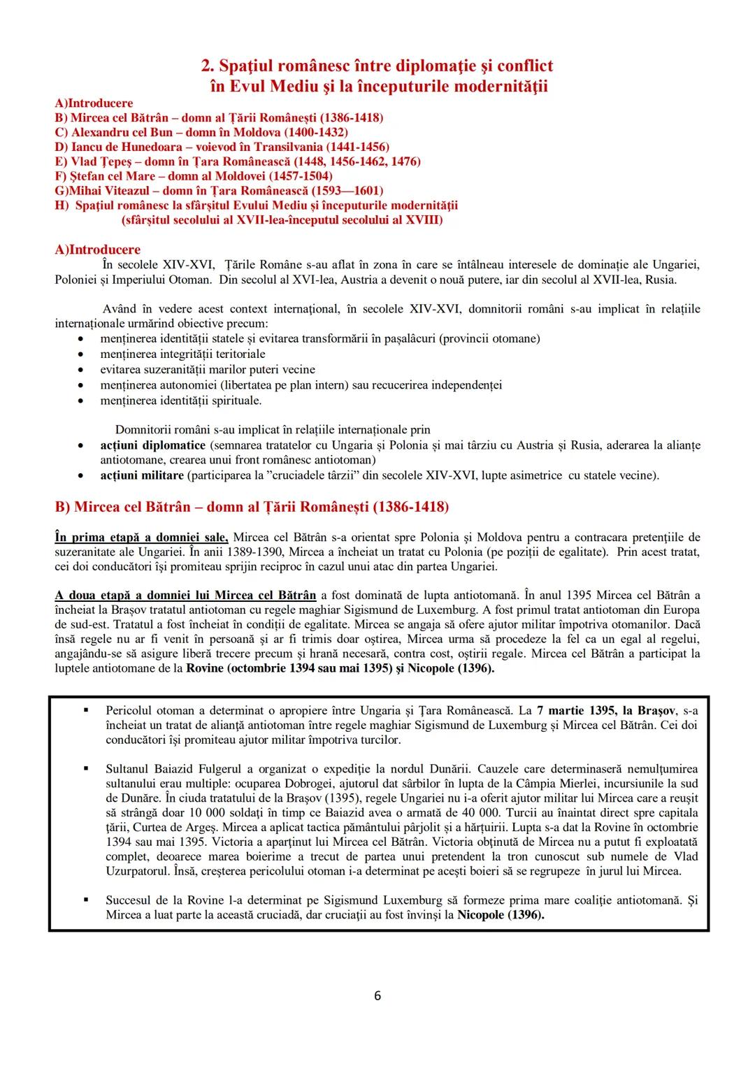 # TEME DIN
PROGRAMA DE BACALAUREAT
1.Autonomii locale şi instituţii centrale
în spaţiul românesc (secolele IX-XVIII) - pagina 2
2. Spaţiul