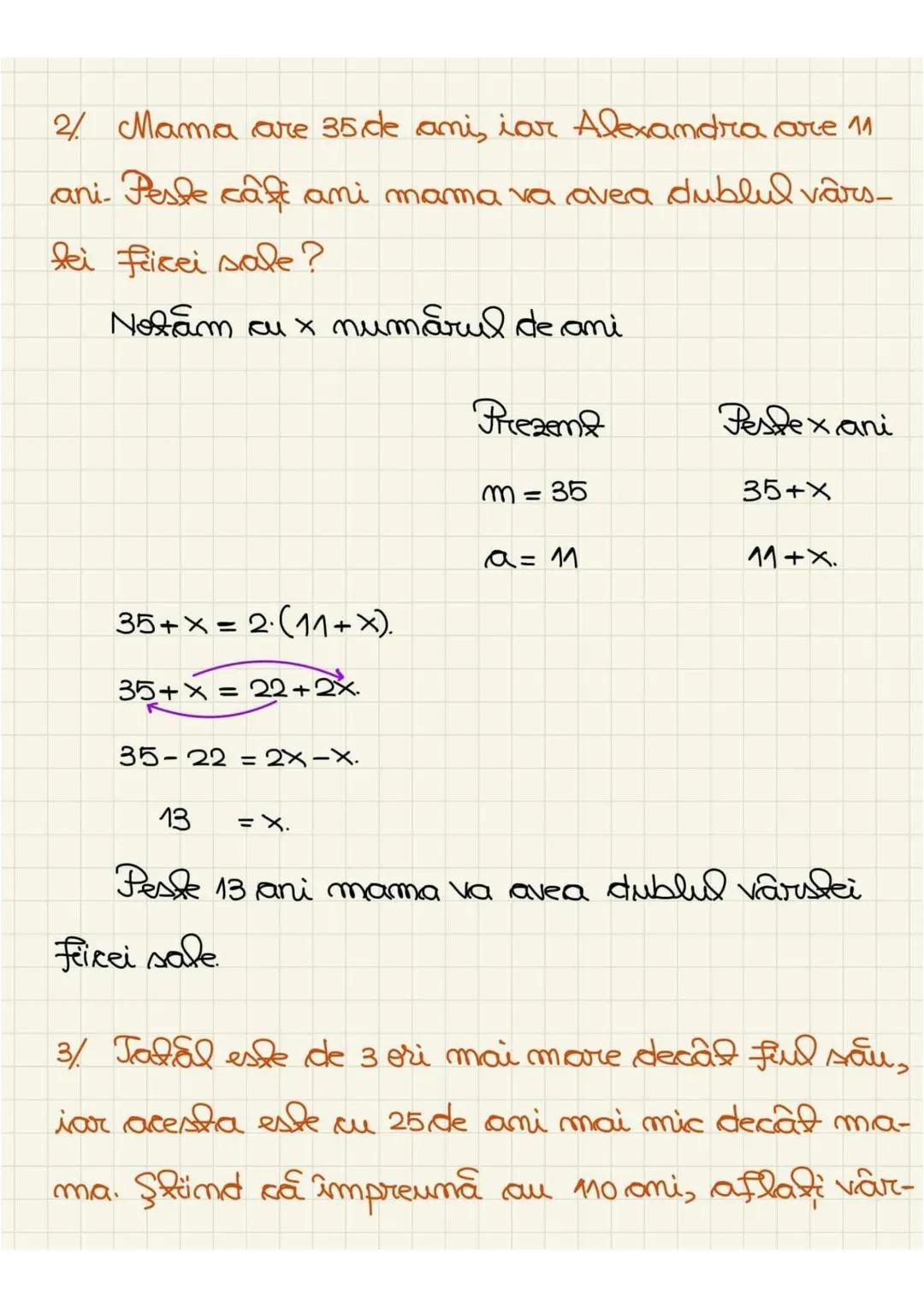 # Curs 2 ALGEBRA - CLASA - VII
# MODUL III
1/ Um farà are cu 36 ani mai mult decât fiul
său. Peste 7 ani, tatăl va avea de 4 ori mai mulți
a