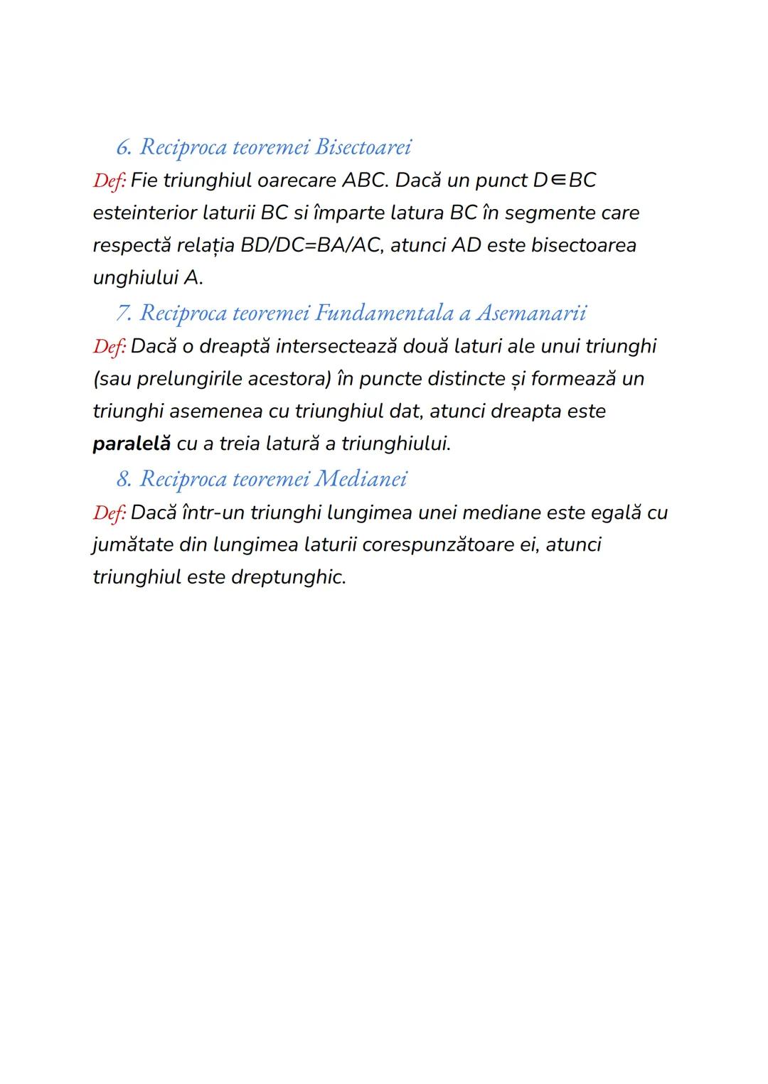 Teoreme ale geometriei plane
1. Teorema unghiului de 30 de grade
Def: Intr-un triunghi dreptunghic, cateta opusa unghiului de 30
de grade e
