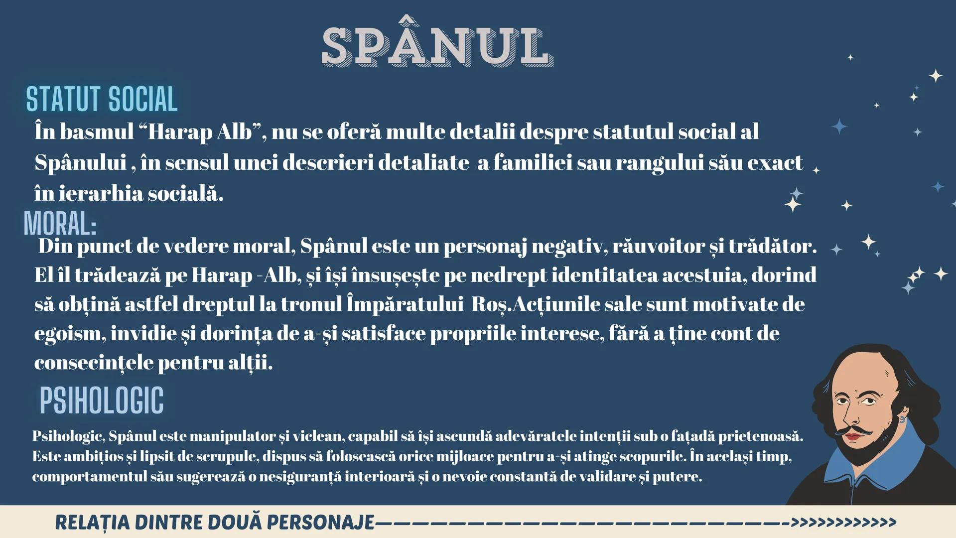 DATE AUTOR+ OPERĂ
Povestea lui Harap-Alb
ION CREANGĂ
CARACTERIZARE DE PERSONAJ +
RELATIA DINTRE DOUA PERSONAJE
1877
BASM CULT
Ion Crean