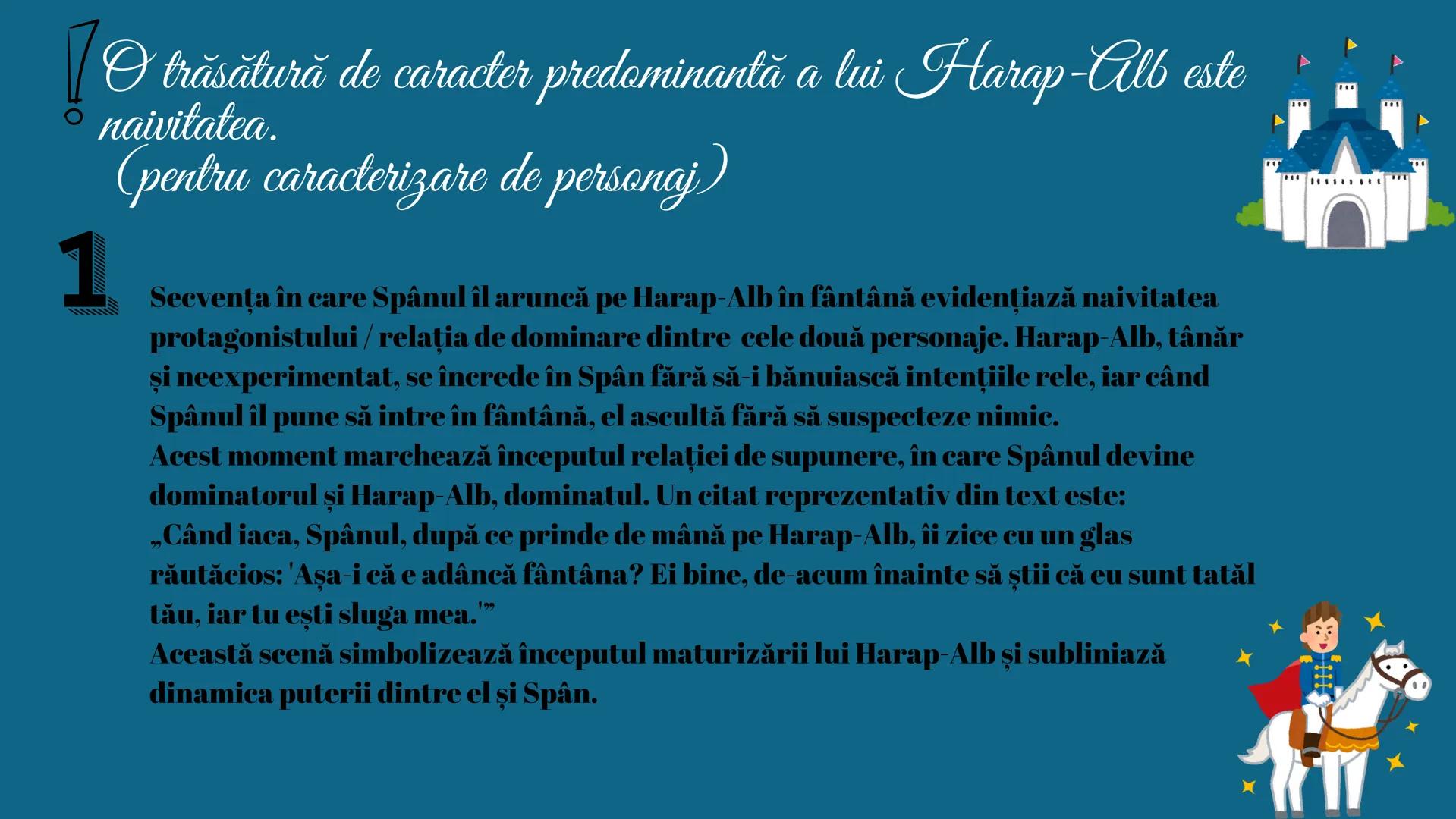 DATE AUTOR+ OPERĂ
Povestea lui Harap-Alb
ION CREANGĂ
CARACTERIZARE DE PERSONAJ +
RELATIA DINTRE DOUA PERSONAJE
1877
BASM CULT
Ion Crean