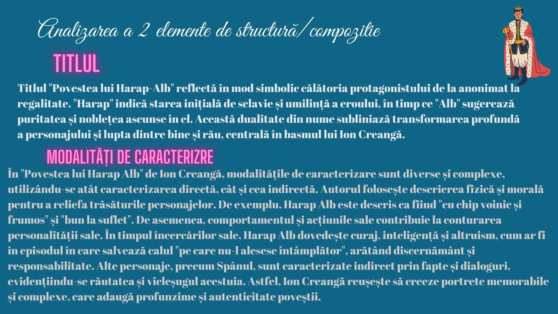 DATE AUTOR+ OPERĂ
Povestea lui Harap-Alb
ION CREANGĂ
CARACTERIZARE DE PERSONAJ +
RELATIA DINTRE DOUA PERSONAJE
1877
BASM CULT
Ion Crean