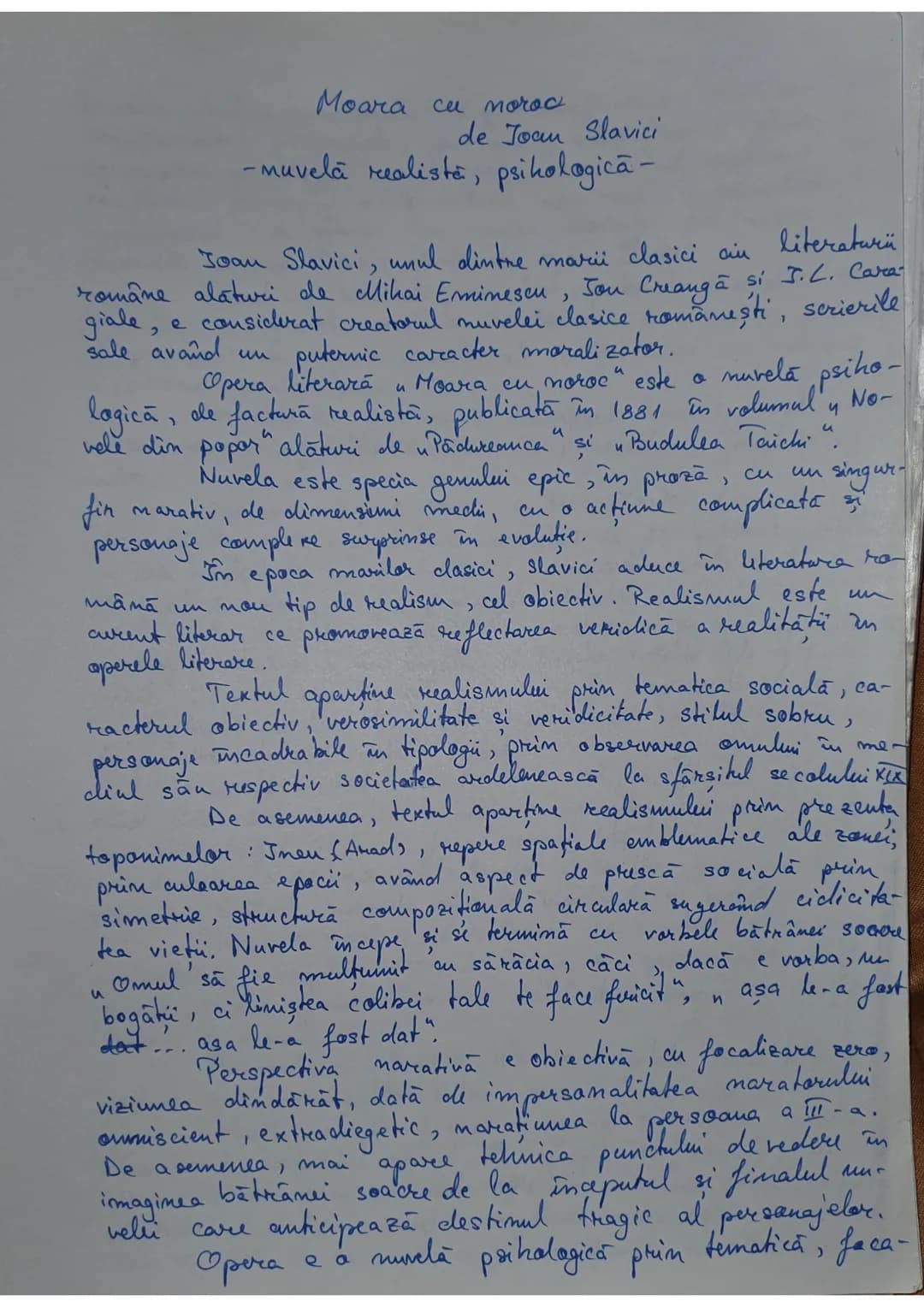 Moara cu moroc
de Joan Slavici
-muvelă realistă, psihologică-
literaturä
Joan Slavici, unul dintre marii clasici aiu
române alături de Miha