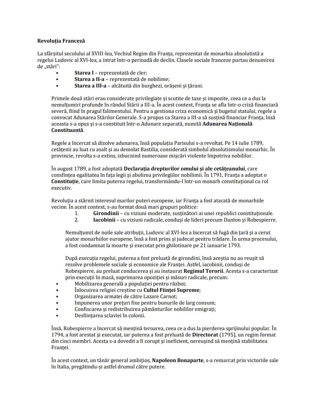 # Revoluţia Franceză
La sfârşitul secolului al XVIII-lea, Vechiul Regim din Franţa, reprezentat de monarhia absolutistă a
regelui Ludovic a
