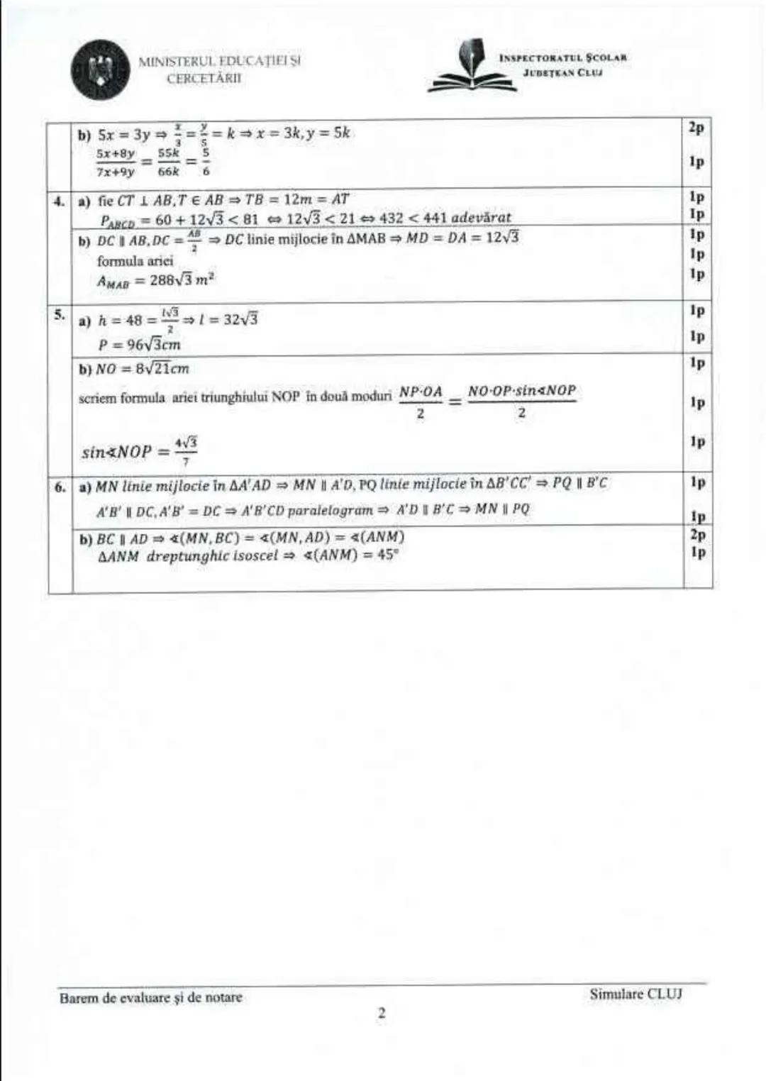 --- OCR Start ---
INSPECTORATUL ŞCOLAR
JUDETEAN CLUJ
SIMULARE CLUJ
EVALUAREA NAŢIONALĂ
PENTRU ABSOLVENŢII CLASEI
a VIII-a
Anul şcolar 2024-2