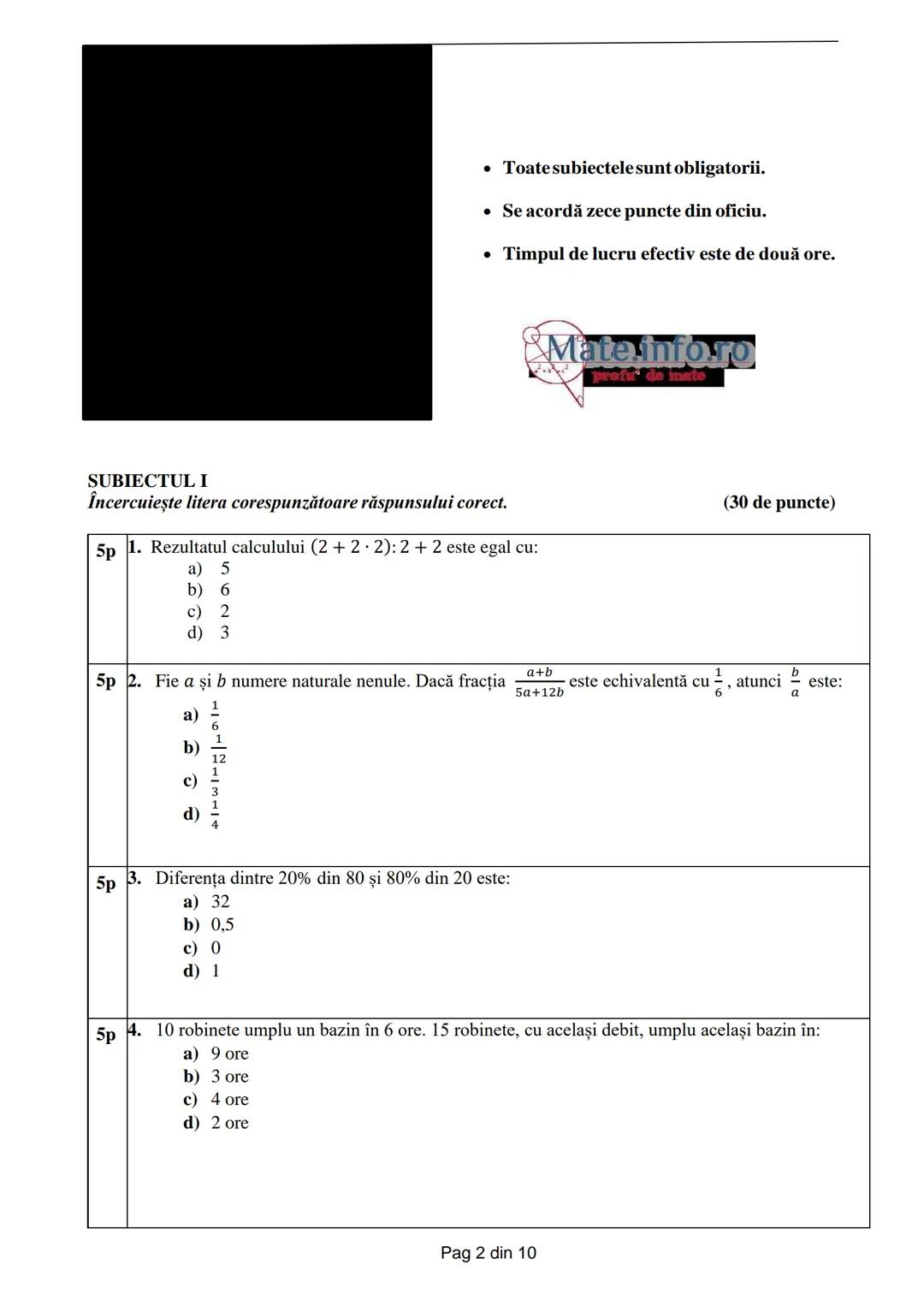 --- OCR Start ---
INSPECTORATUL ŞCOLAR
JUDETEAN CLUJ
SIMULARE CLUJ
EVALUAREA NAŢIONALĂ
PENTRU ABSOLVENŢII CLASEI
a VIII-a
Anul şcolar 2024-2