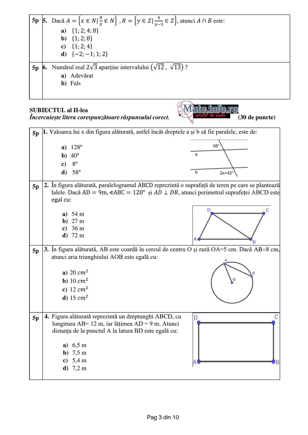 --- OCR Start ---
INSPECTORATUL ŞCOLAR
JUDETEAN CLUJ
SIMULARE CLUJ
EVALUAREA NAŢIONALĂ
PENTRU ABSOLVENŢII CLASEI
a VIII-a
Anul şcolar 2024-2