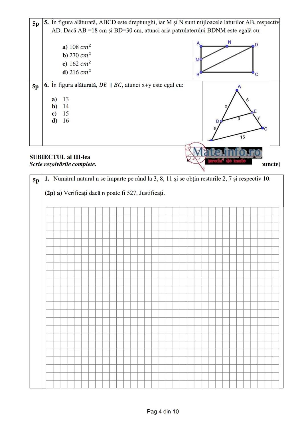 --- OCR Start ---
INSPECTORATUL ŞCOLAR
JUDETEAN CLUJ
SIMULARE CLUJ
EVALUAREA NAŢIONALĂ
PENTRU ABSOLVENŢII CLASEI
a VIII-a
Anul şcolar 2024-2