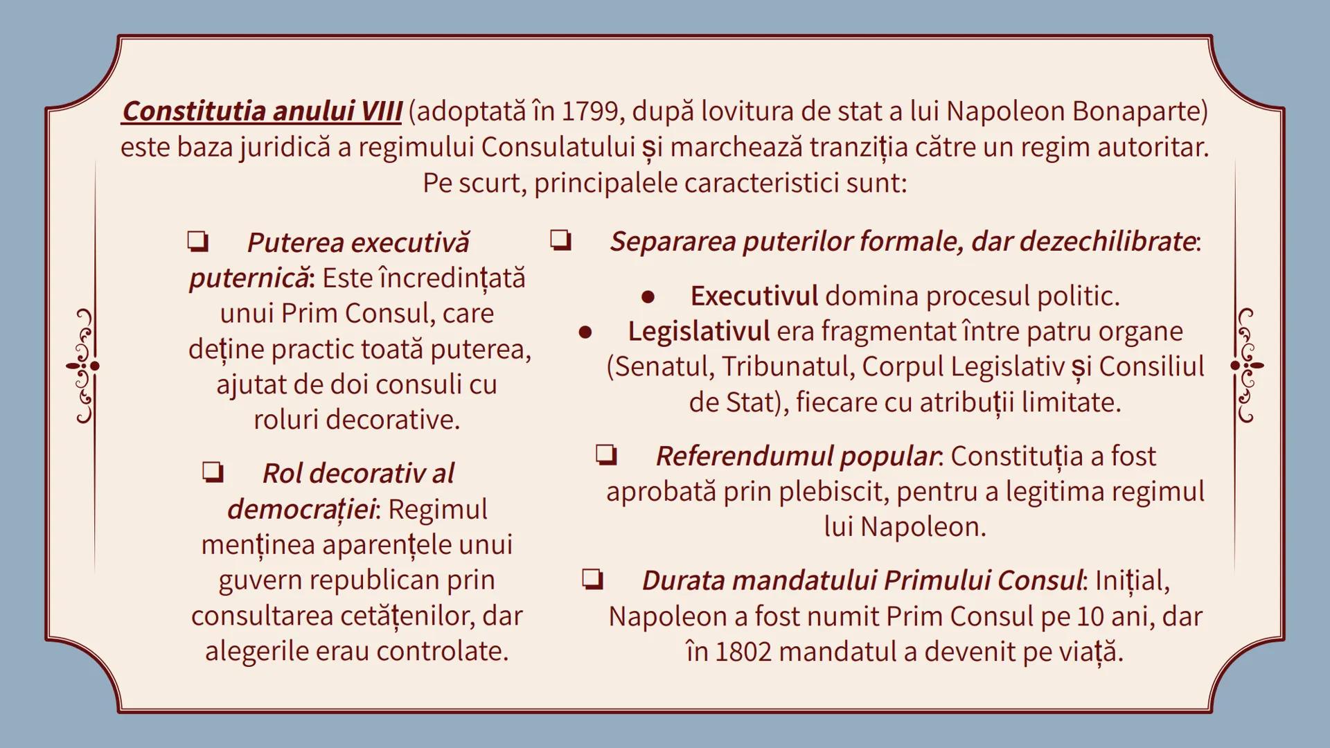 Napoleon
Bonaparte
- Consulatul
Pârvu Ioana, Filip Daria, Poșchină David Introducere
Consulatul lui Napoleon Bonaparte a reprezentat
perio