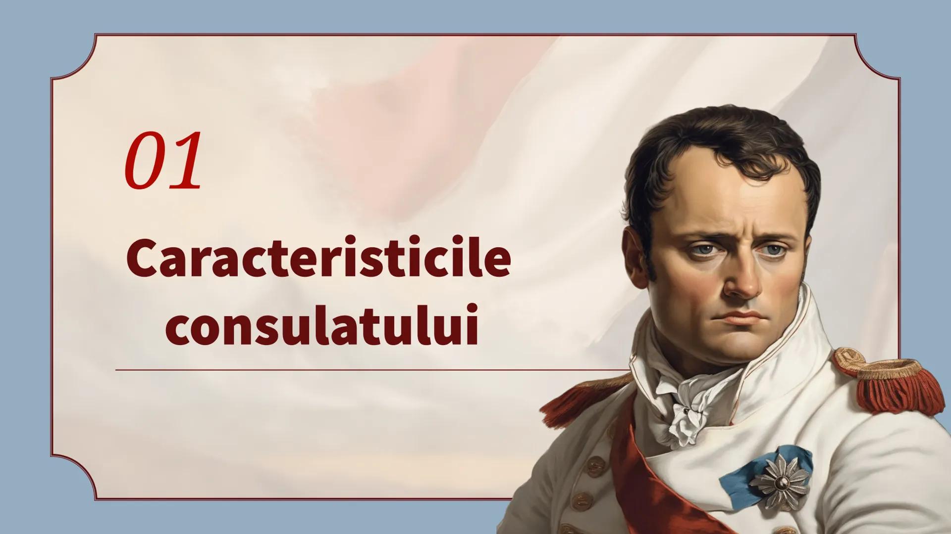 Napoleon
Bonaparte
- Consulatul
Pârvu Ioana, Filip Daria, Poșchină David Introducere
Consulatul lui Napoleon Bonaparte a reprezentat
perio