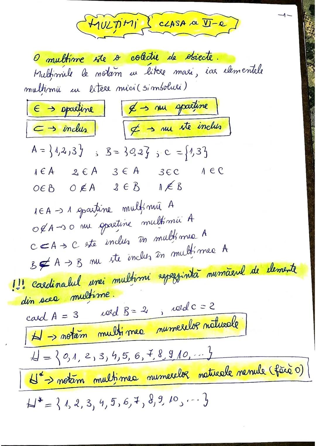 # MULTIMI CLASA a VI-e
O multime este o colectie de obiecte
Multimile le notam eu litere mari, iar elementele
multimü eu litere mici (simbo