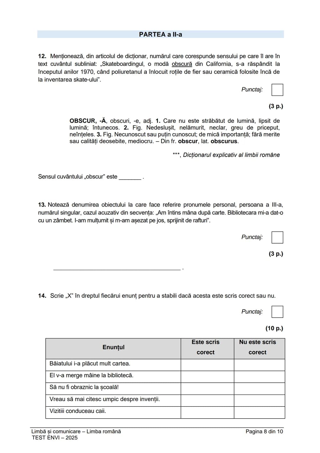 IVERNO
MINISTERUL EDUCAŢIEI ŞI CERCETĂRII
CENTRUL NAŢIONAL DE POLITICI
ROMANIE
ȘI EVALUARE ÎN EDUCAŢIE
EVALUAREA NAŢIONALĂ
LA FINALUL CLAS