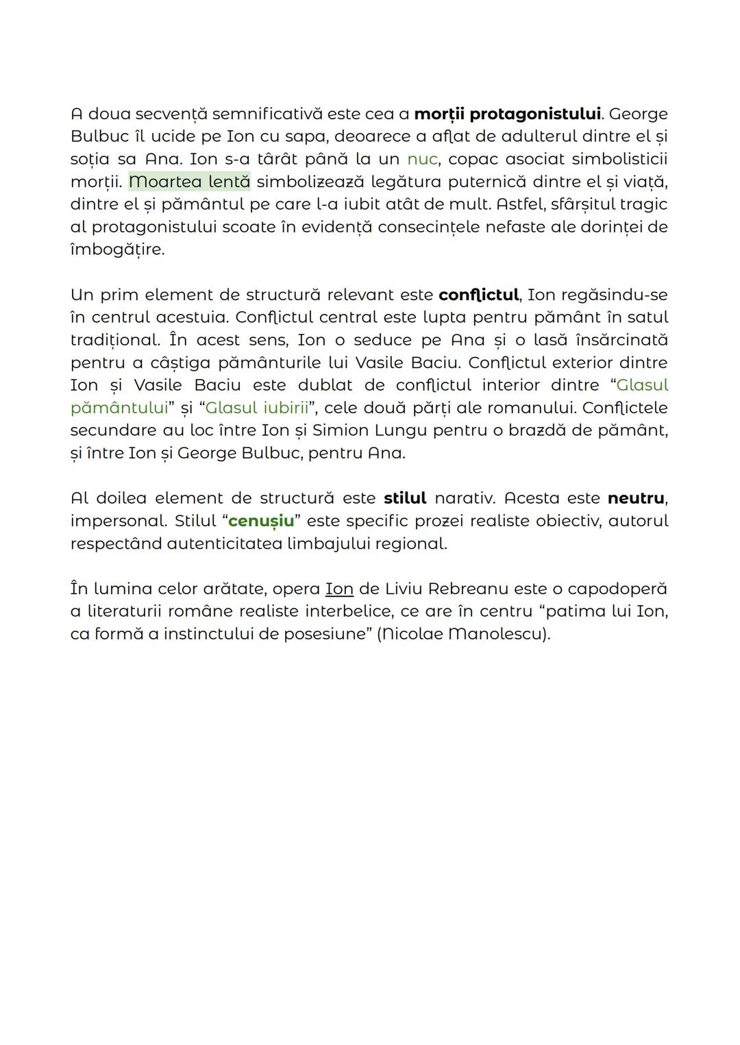 # ION
DE LIVIU REBREANU
Romanul Ion, primul roman publicat de Liviu Rebreanu în 1920, este
realist de tip obiectiv și reprezintă o capodop