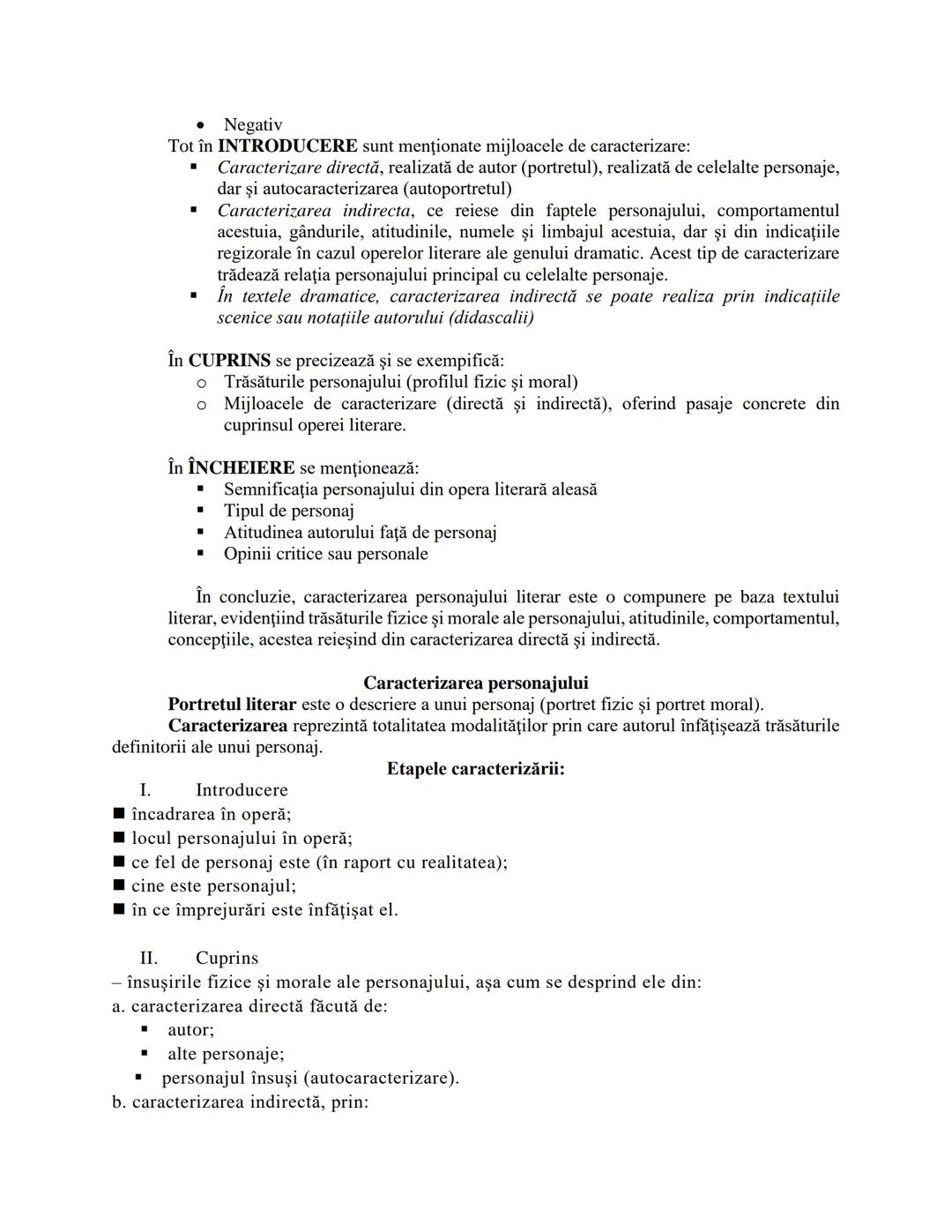 # CARACTERIZAREA UNUI PERSONAJ (TEXT EPIC SAU DRAMATIC)
Personajul literar este eroul operei literare, implicat în acţiune și purtător al u