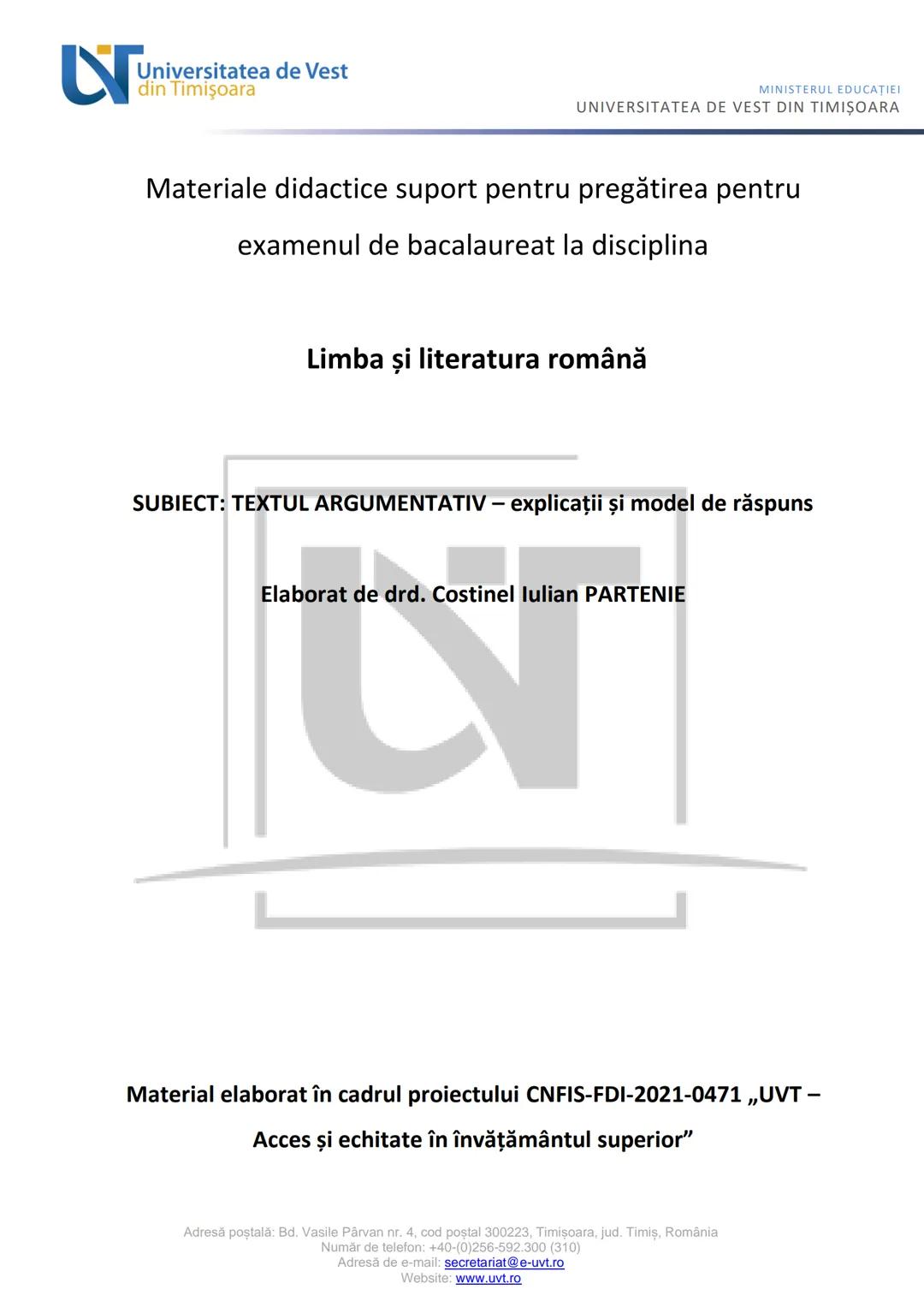 # Ny
Universitatea de Vest
din Timişoara
MINISTERUL EDUCAŢIEI
UNIVERSITATEA DE VEST DIN TIMIŞOARA
Materiale didactice suport pentru pregăt