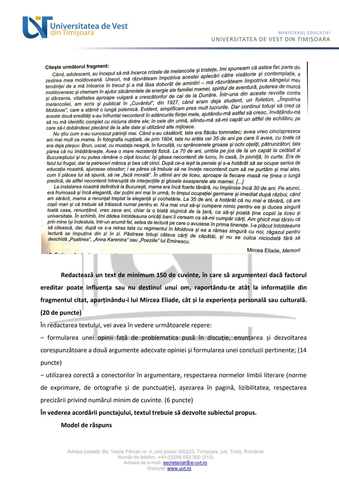 # Ny
Universitatea de Vest
din Timişoara
MINISTERUL EDUCAŢIEI
UNIVERSITATEA DE VEST DIN TIMIŞOARA
Materiale didactice suport pentru pregăt