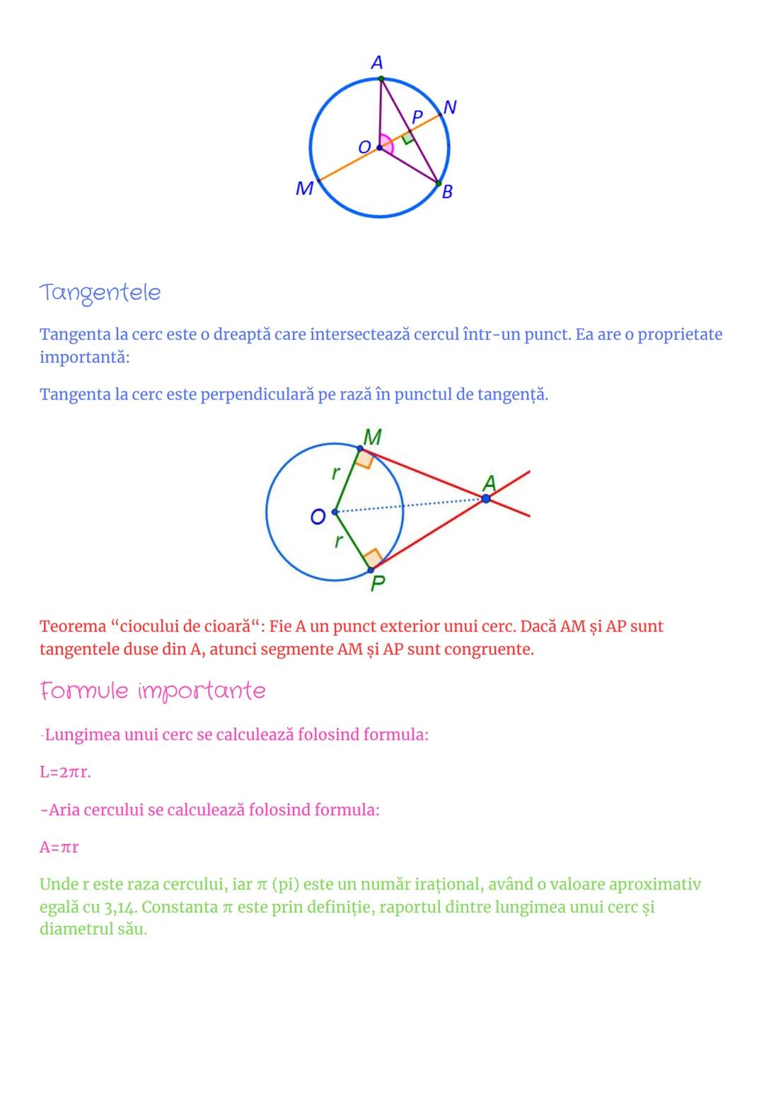 # Cercul
Cercul este mulțimea punctelor din plan situate la aceeaşi distanţă r faţă de un punct fix O,
numit centrul cercului.
Notație: C(O