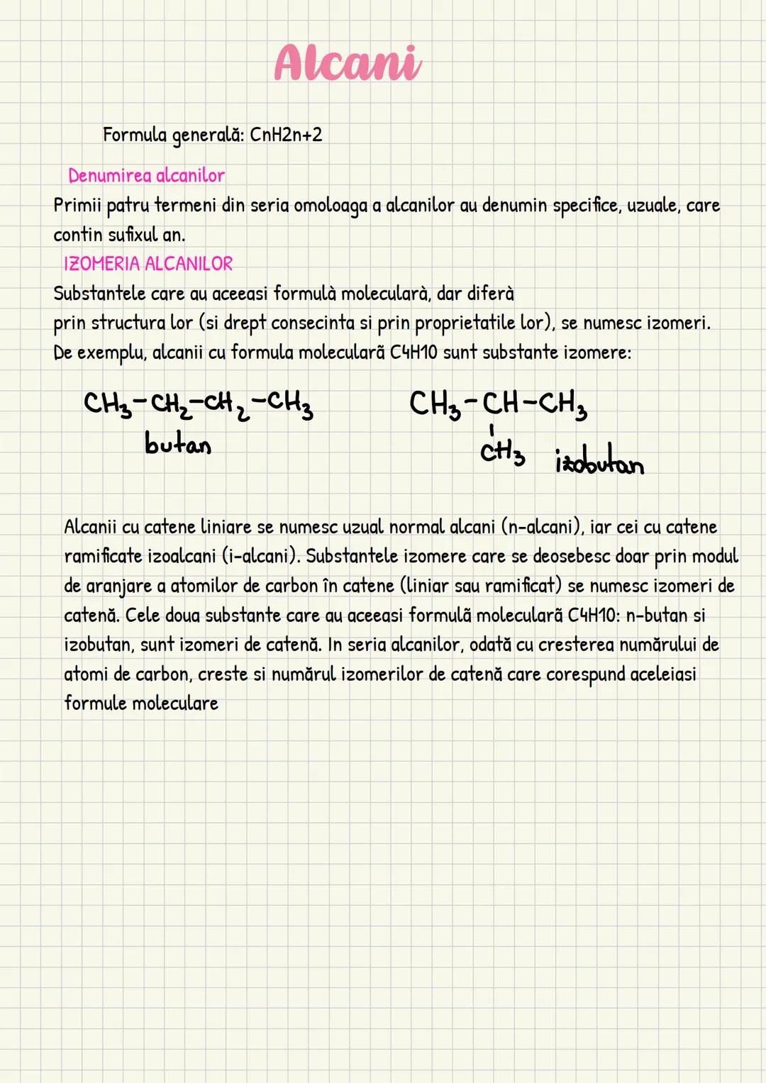 --- OCR Start ---
Alcani
Formula generală: CnH2n+2
Denumirea alcanilor
Primii patru termeni din seria omoloaga a alcanilor au denumin specif