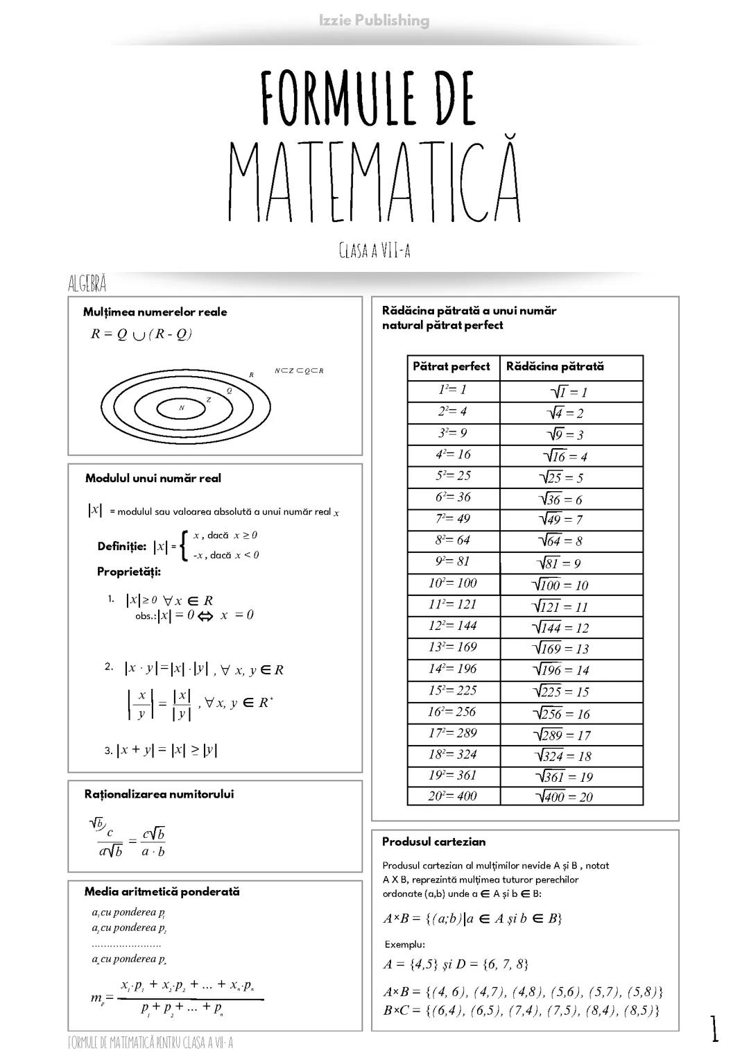 Formule matematica clasa a 7 a