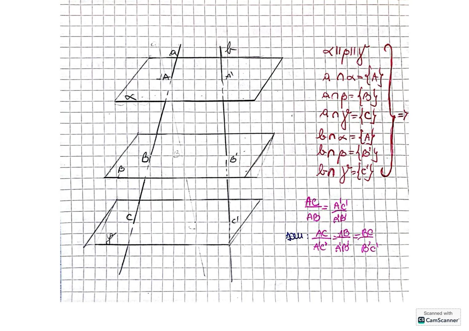 # Plane paralele
# Teorema 1.
Două plane sunt paralele dacă un plan conține două drepte concurente și fiecare paralel cu celălalt plan
α
β