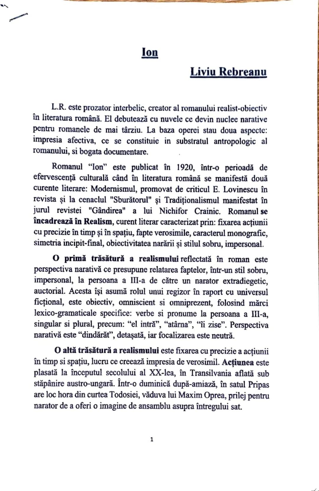 # Ion
Liviu Rebreanu
L.R. este prozator interbelic, creator al romanului realist-obiectiv
în literatura română. El debutează cu nuvele ce