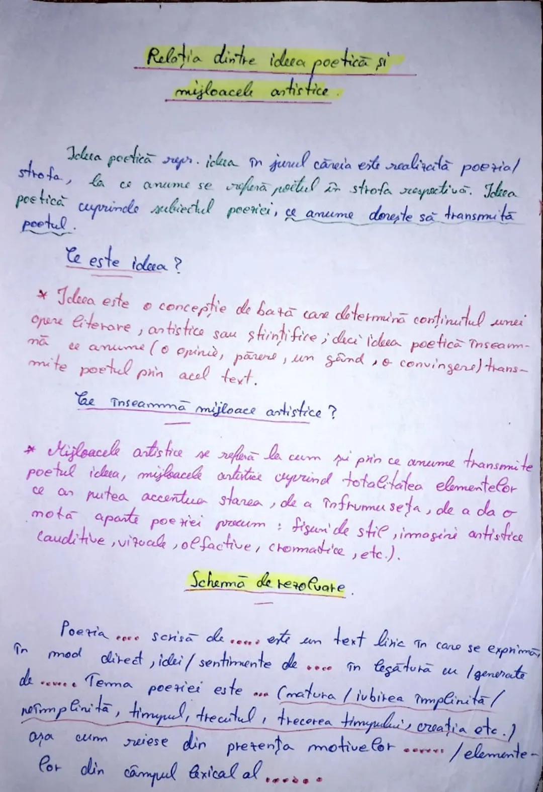 Relotia dintre ideea poetică și
mijloacele artistice
Iclera poetică repr. ideea în jurul căreia este realizată poezial
strofa, la ce anume