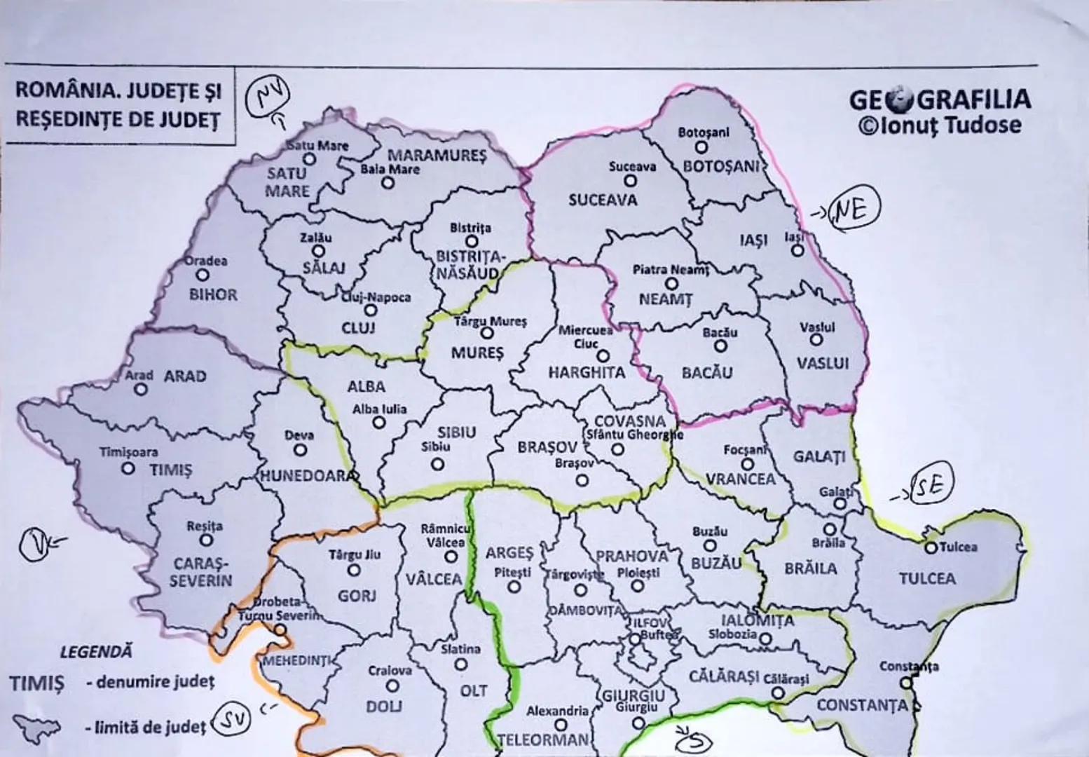 --- OCR Start ---
ROMÂNIA. JUDEȚE ȘI
REŞEDINŢE DE JUDEŢ
NV
Satu Mare
SATU
MARE
Oradea
Ο
BIHOR
Zalău
Arad ARAD
MARAMUREŞ
Baia Mare
Botoşani
S
