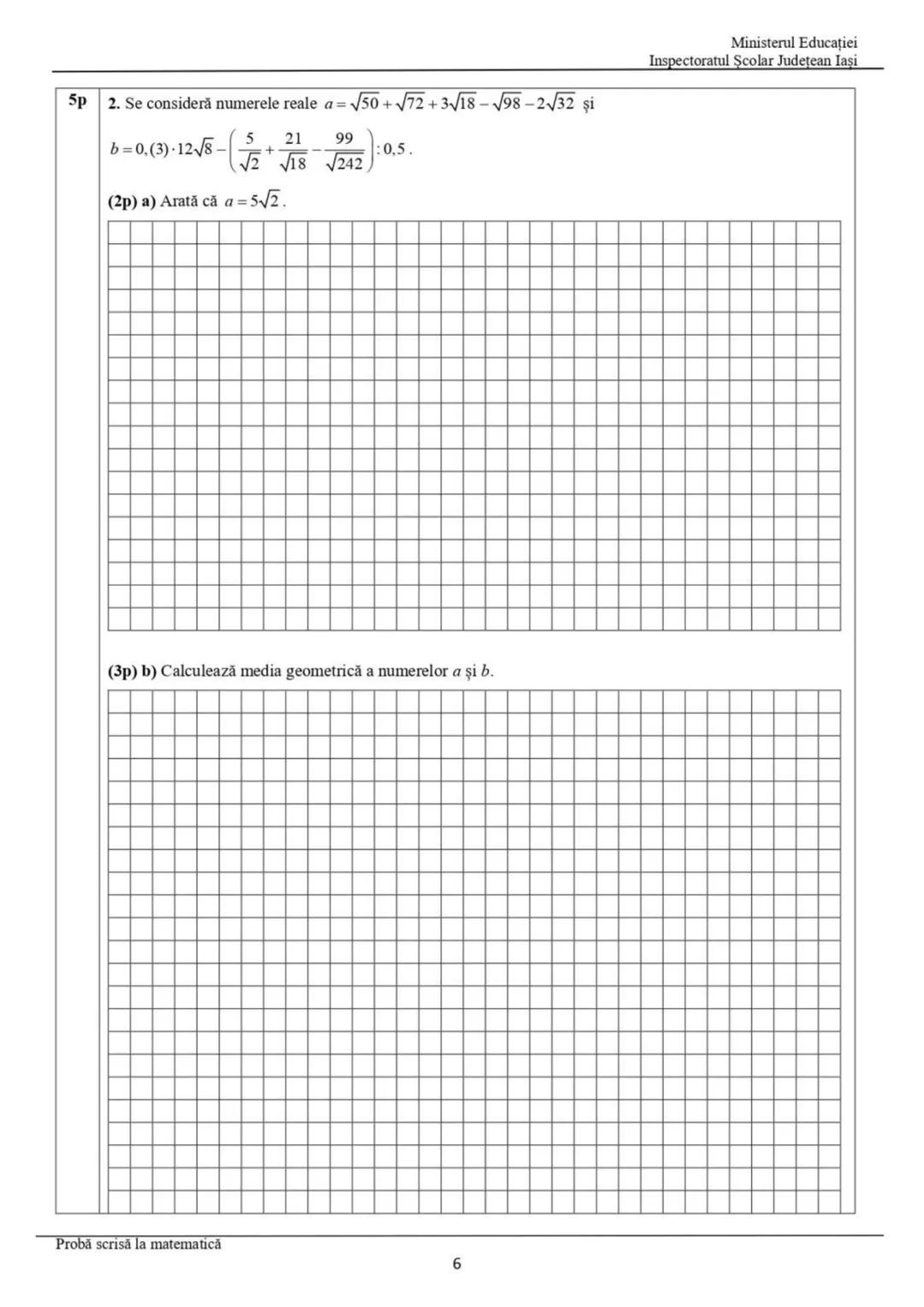 --- OCR Start ---
SUBIECTUL I
Încercuiește litera corespunzătoare răspunsului corect.
Ministerul Educației
Inspectoratul Şcolar Judeţean Iaş