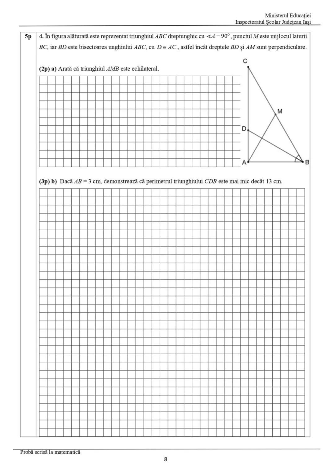 --- OCR Start ---
SUBIECTUL I
Încercuiește litera corespunzătoare răspunsului corect.
Ministerul Educației
Inspectoratul Şcolar Judeţean Iaş