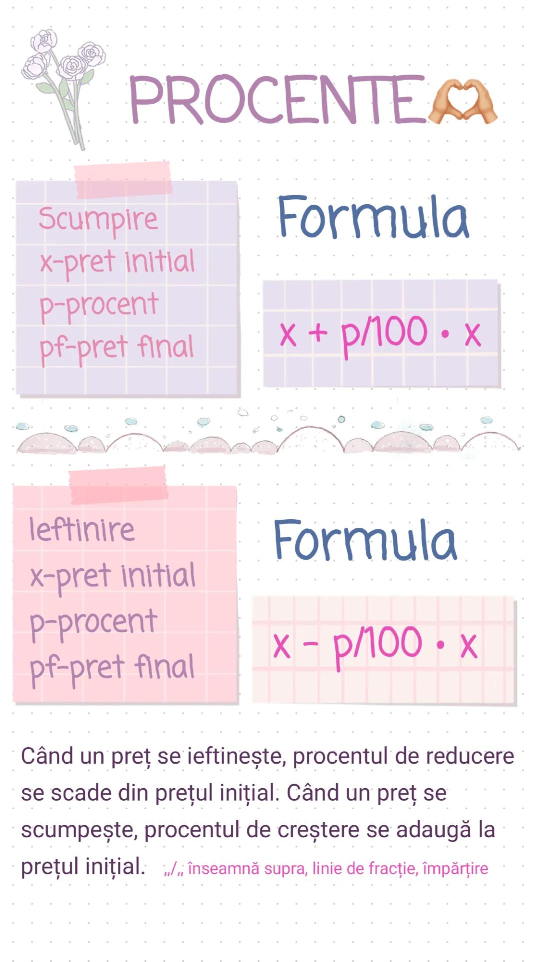 Procente, formule folositoare în probleme