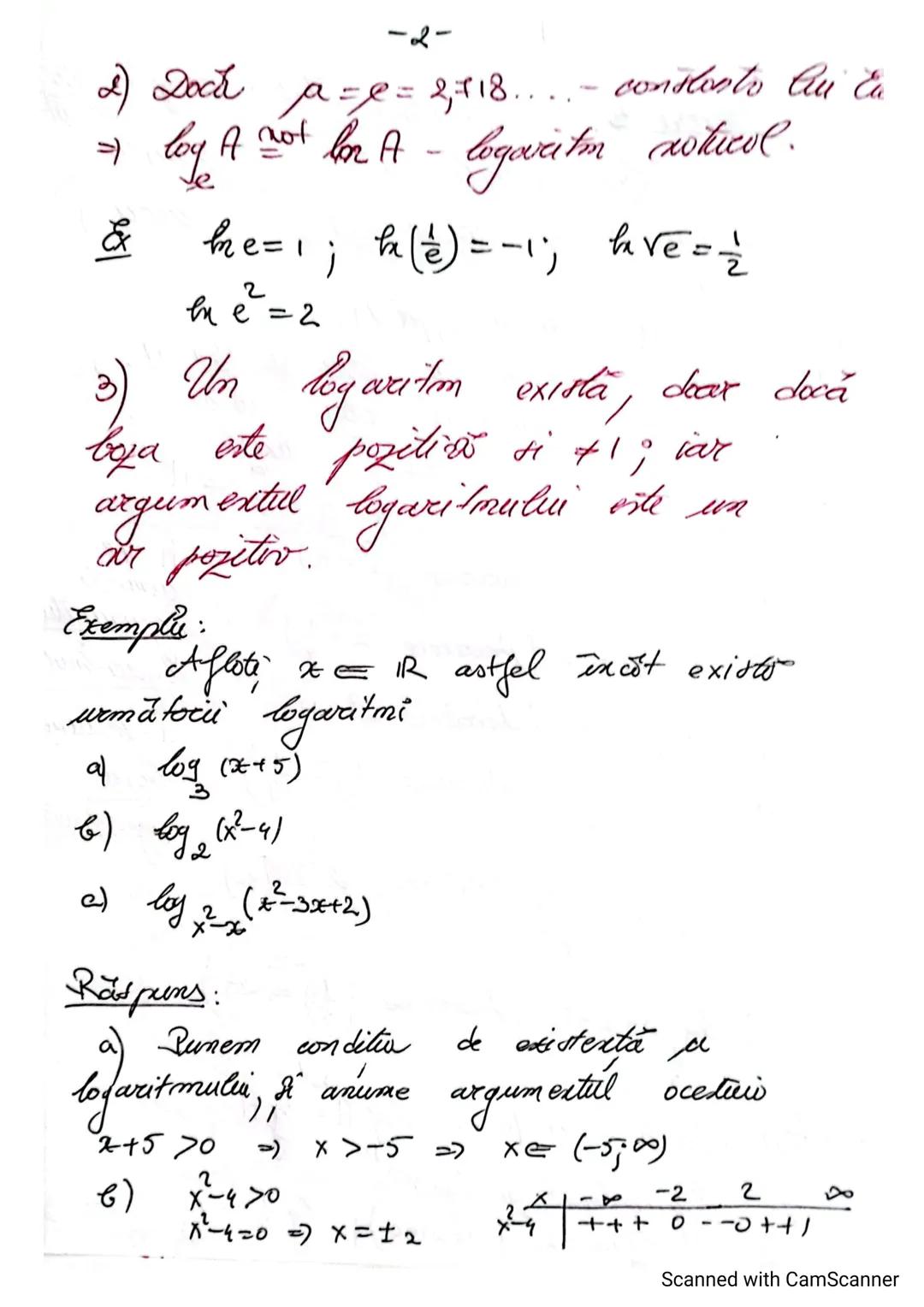 1
Logaritmi: tema recopitulatorie
Proprietati jale logaritmilor
(- suport de curs + fisa de lucru)
Def Fie $A > 0$ si $a > 0, a \neq 1$.
P