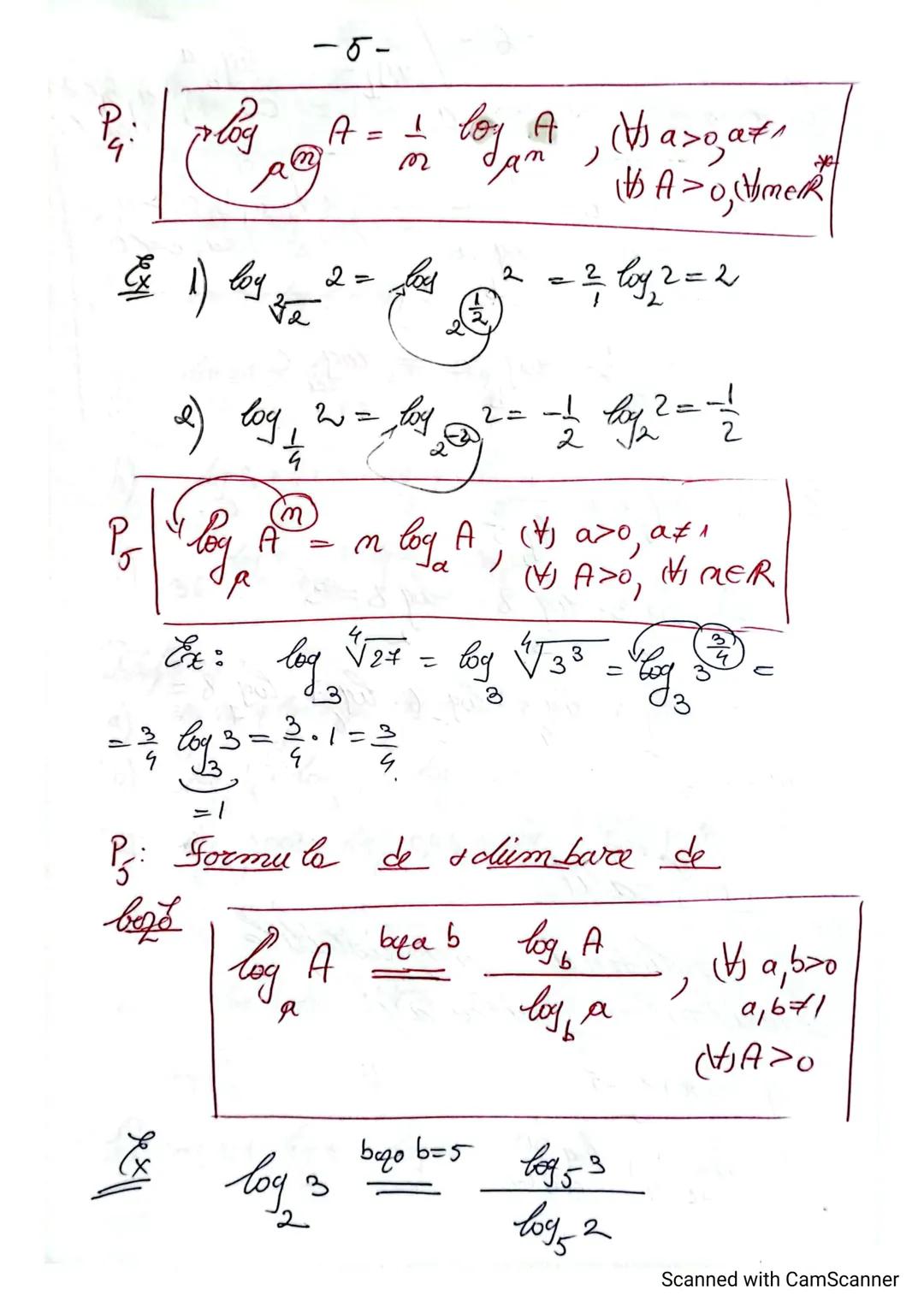 1
Logaritmi: tema recopitulatorie
Proprietati jale logaritmilor
(- suport de curs + fisa de lucru)
Def Fie $A > 0$ si $a > 0, a \neq 1$.
P