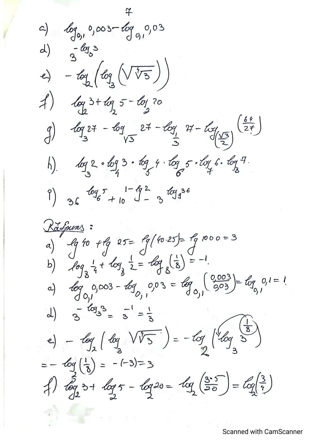 1
Logaritmi: tema recopitulatorie
Proprietati jale logaritmilor
(- suport de curs + fisa de lucru)
Def Fie $A > 0$ si $a > 0, a \neq 1$.
P