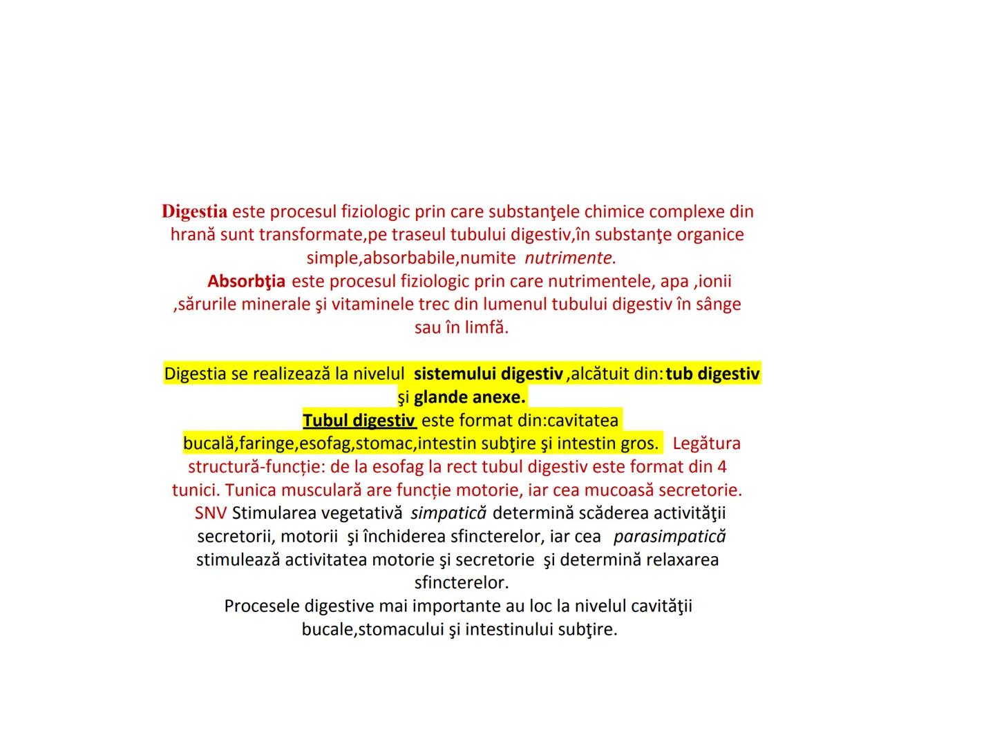 DIGESTIA ŞI ABSORBŢIA Generalități
• Sistemul digestiv = organe la
nivelul căruia se realizează:
☐ digestia alimentelor
☐ transformarea în p