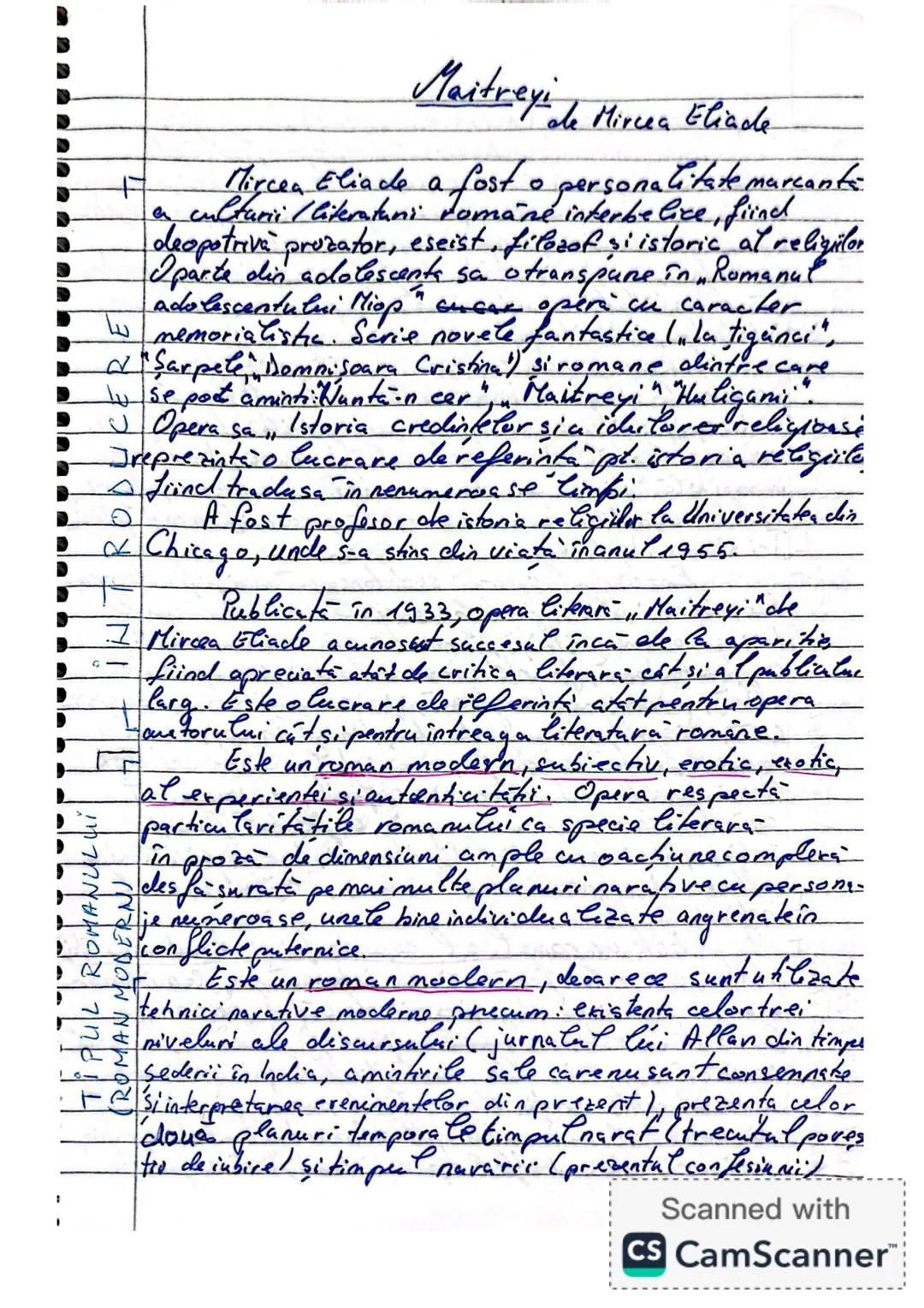 Maitreyi do Mircea Eliade
Mircea Eliade a fost o personalitate marcante
a culturii literaturni domäne interbelice, fiind
deopotrivă prozato