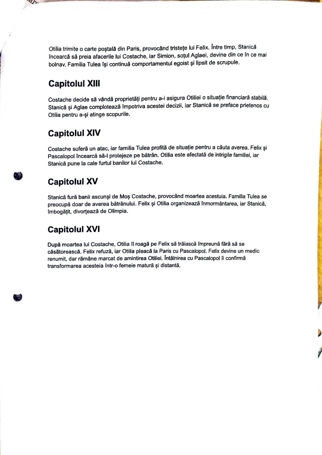 # Rezumat "Enigma Otiliei" - De George
Călinescu
## Capitolul I
Felix Sima, rămas orfan, pleacă din laşi către Bucureşti, în iulie 1909, p