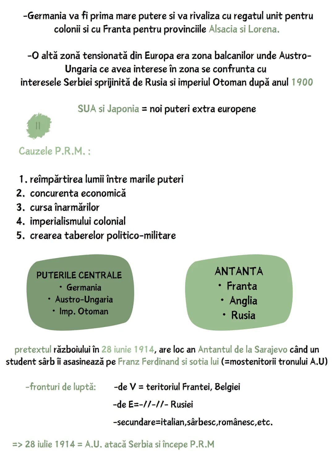 Primul Razboi Mondial
(1914-1918)
-la sfârsitul sec. 19 si începutul sec. 20 europenii erau convinsi de
superioritate, pe toate planurile: -