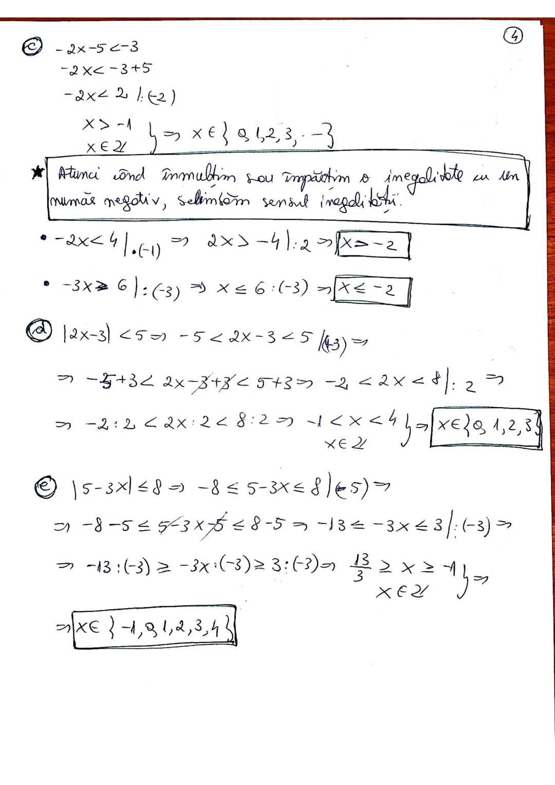 *Ecuatii:
① -x+3=-5
-x=-5-3
-x=-8
x= -8:(-1)
X = 8 ∈ Z
solutie = {8}
③ 7-5x=-2
-5x=-2-7
-5x=-9
x= -9:(-5)
x= 9/5 ∈ Z
solutie = {9/5}
⑤ |2