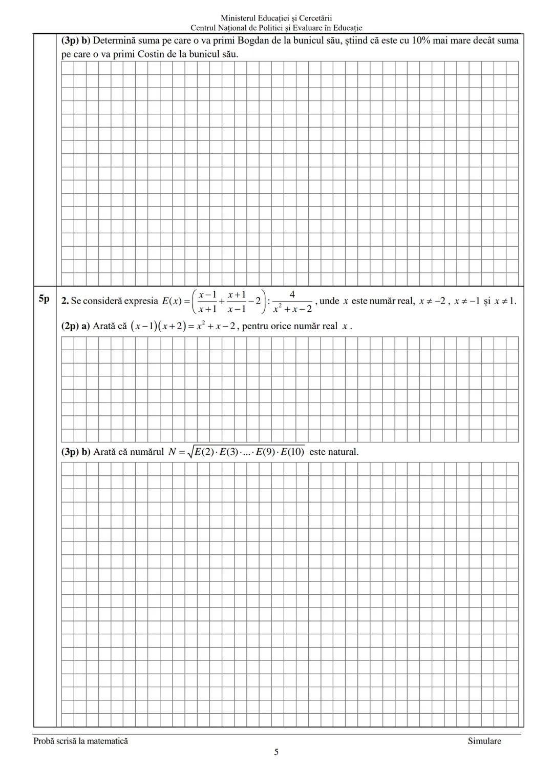 --- OCR Start ---
Ministerul Educației şi Cercetării
Centrul Național de Politici şi Evaluare în Educație
Prezenta lucrare conține
pagini
EV
