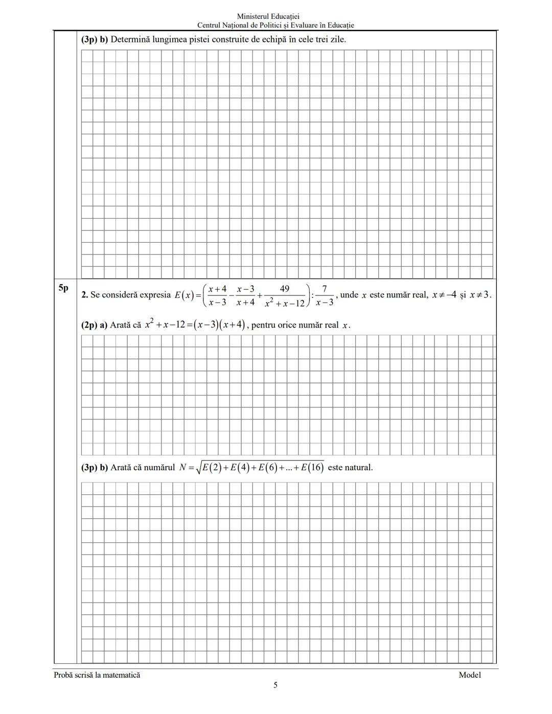 --- OCR Start ---
Ministerul Educației
Centrul Național de Politici și Evaluare în Educație
Prezenta lucrare conţine
pagini
EVALUAREA NAŢION