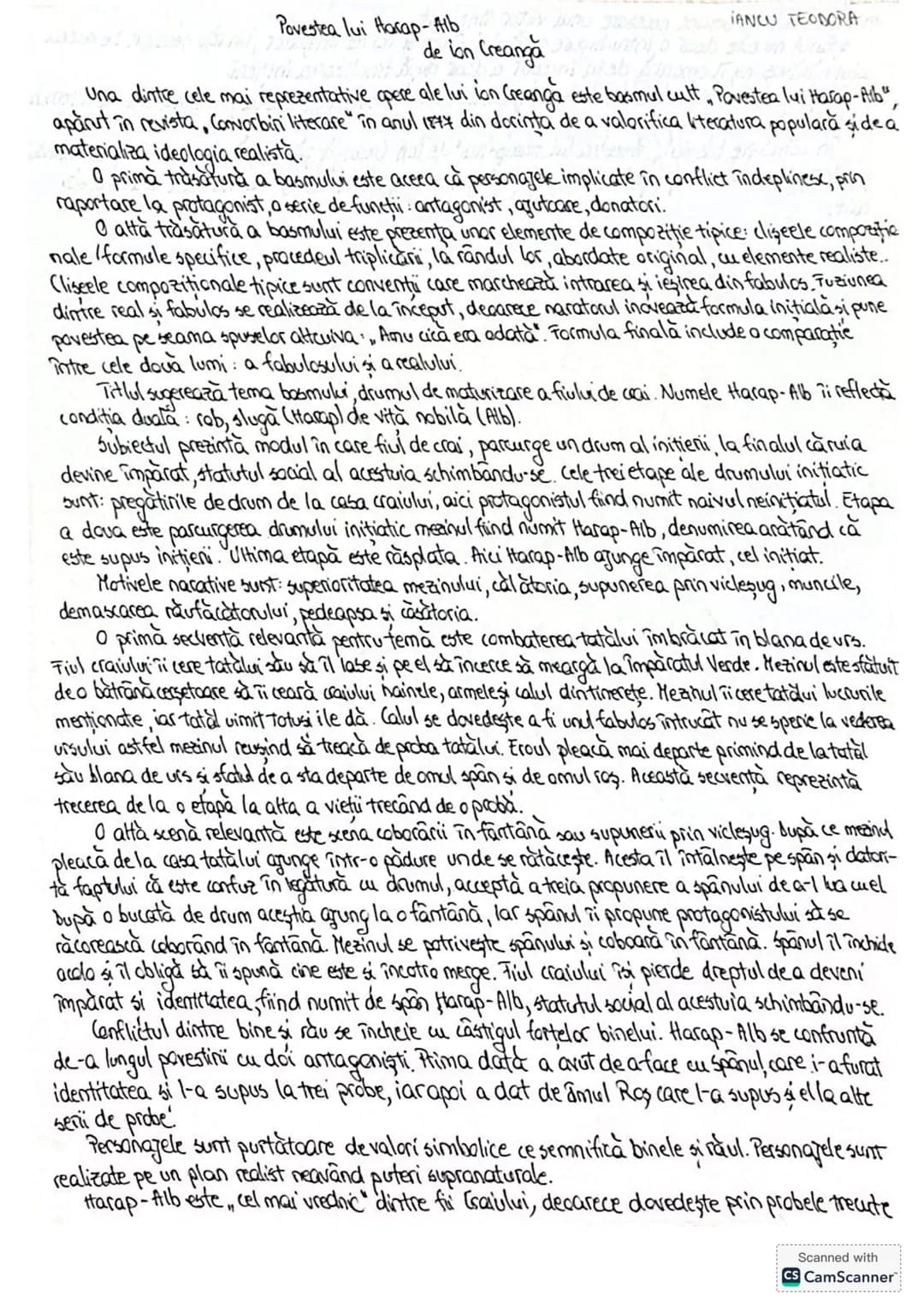 Povestea lui Harap-Alb
de ion Creangă
IANCU TEODORA
Una dintre cele mai reprezentative opere ale lui ion Creangă este basmul cult, Poveste