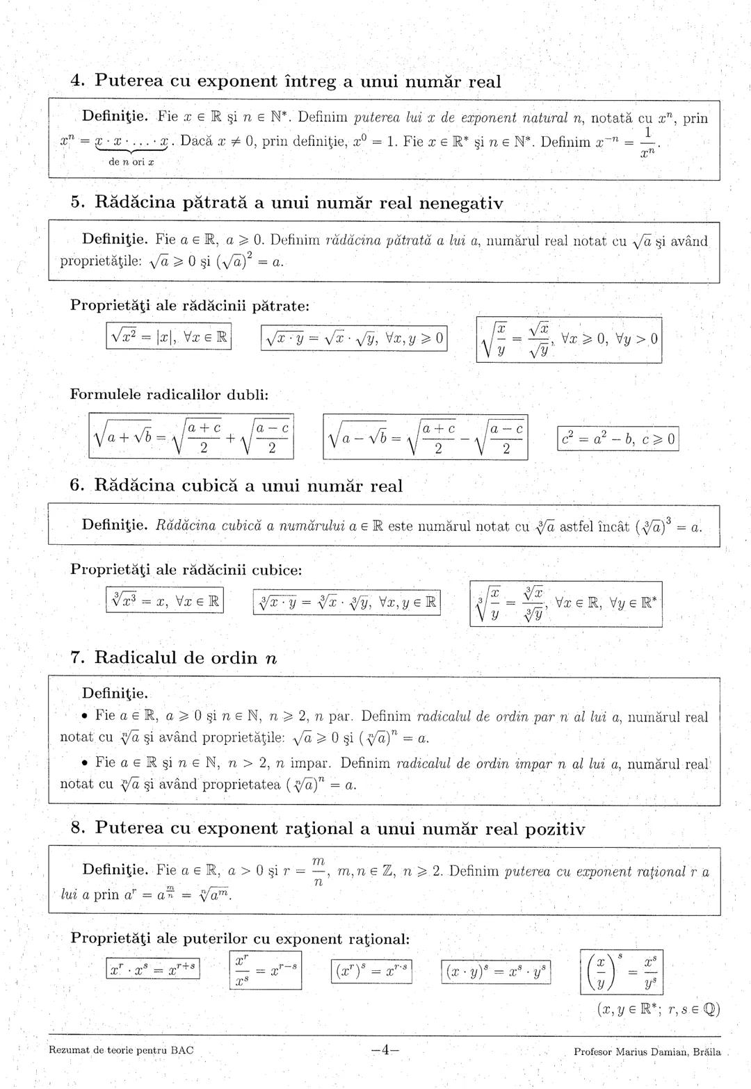 --- OCR Start ---
1. Numere reale
3
2. Logaritmi
5
3. Numere complexe
7
4. Inducţia matematică
9
5. Progresii
..10
6. Funcţia de gradul I
11