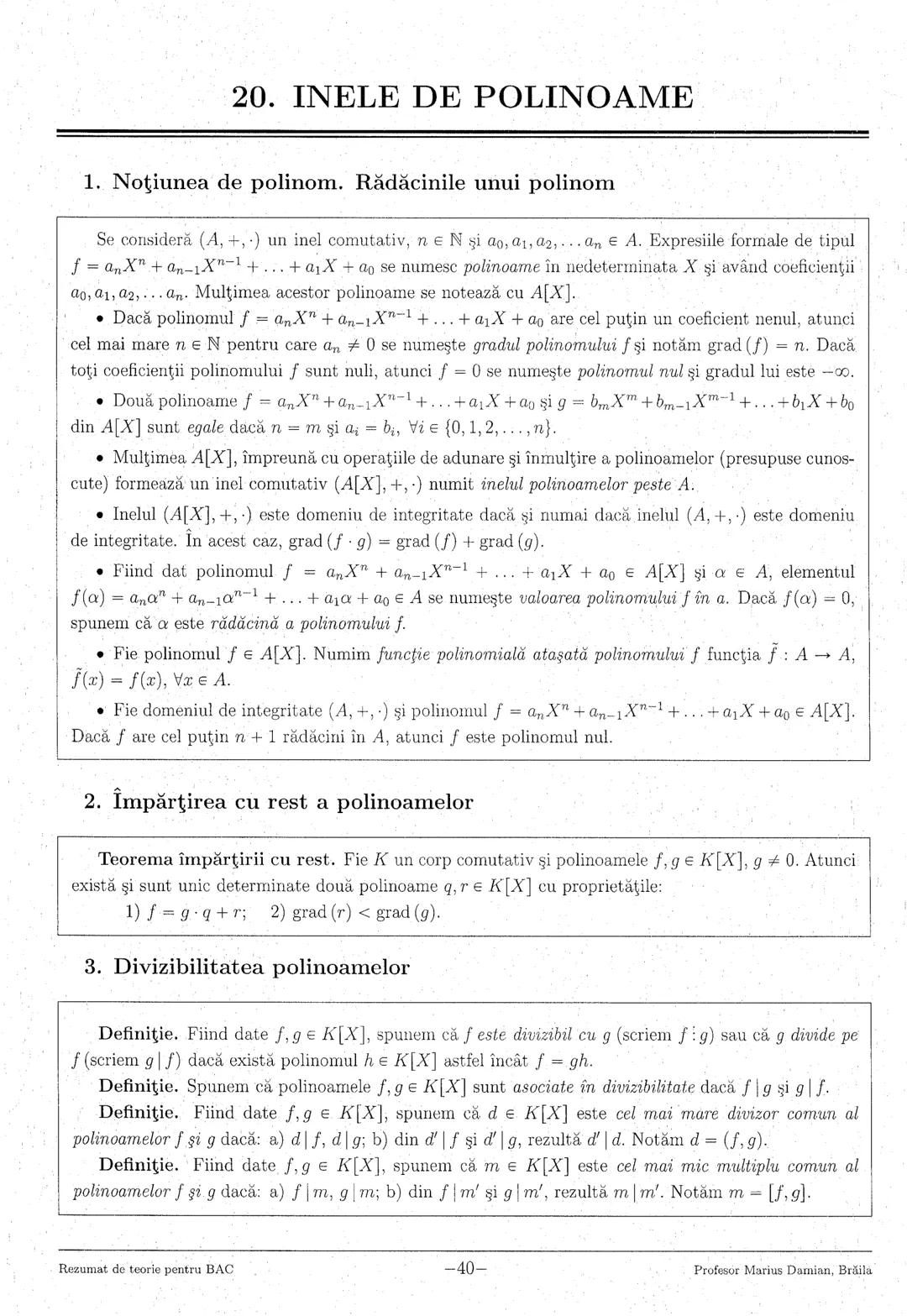 --- OCR Start ---
1. Numere reale
3
2. Logaritmi
5
3. Numere complexe
7
4. Inducţia matematică
9
5. Progresii
..10
6. Funcţia de gradul I
11
