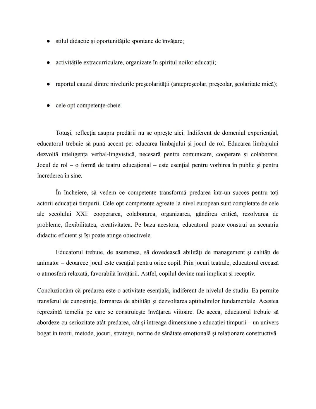 1. Predarea şi educaţia timpurie
Suntem în prezența unor copii mici, într-o sală de grupă. În calitate de educatori,
activitatea noastră de