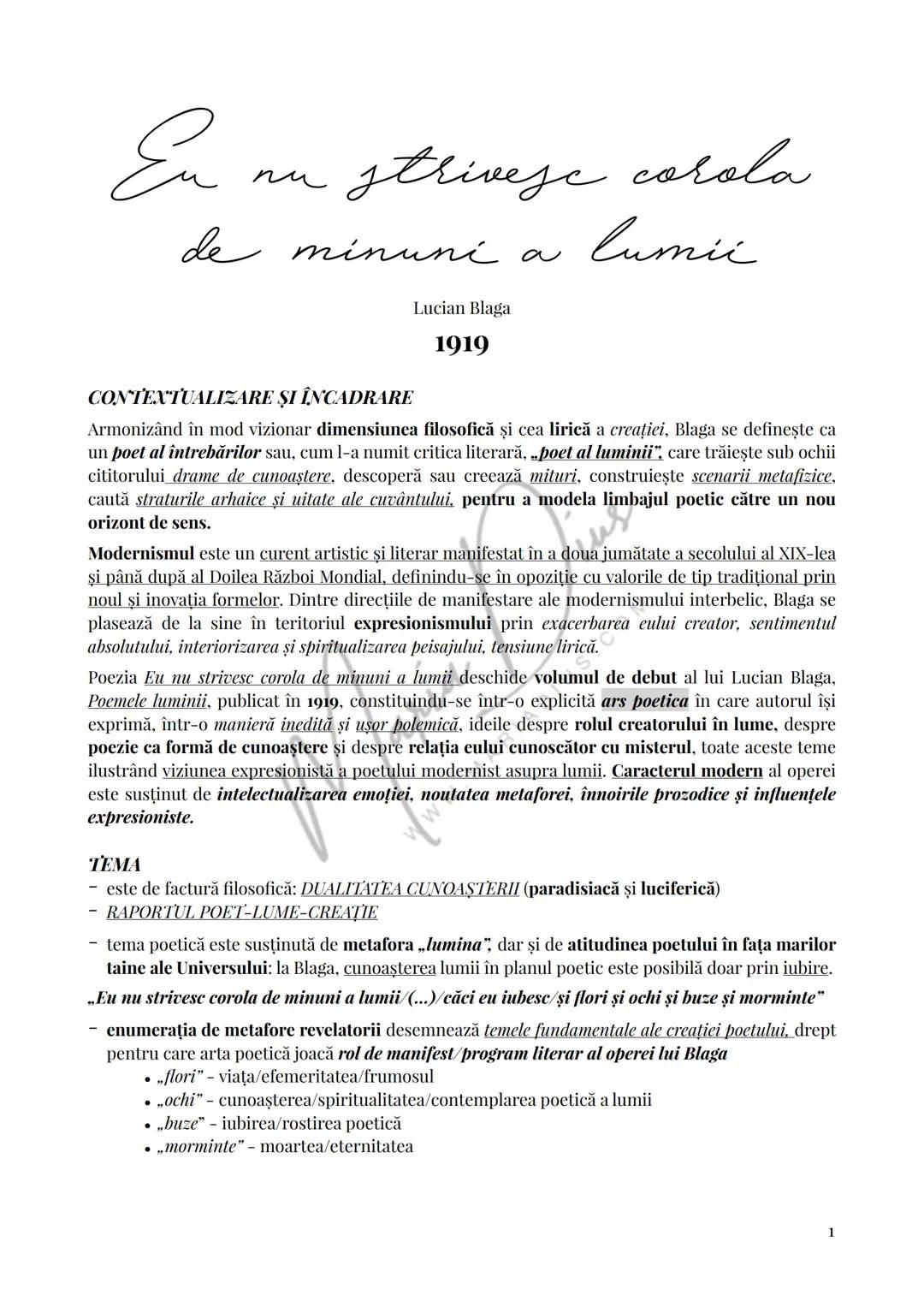 Eu nu strivesc corola de minuni a lumii