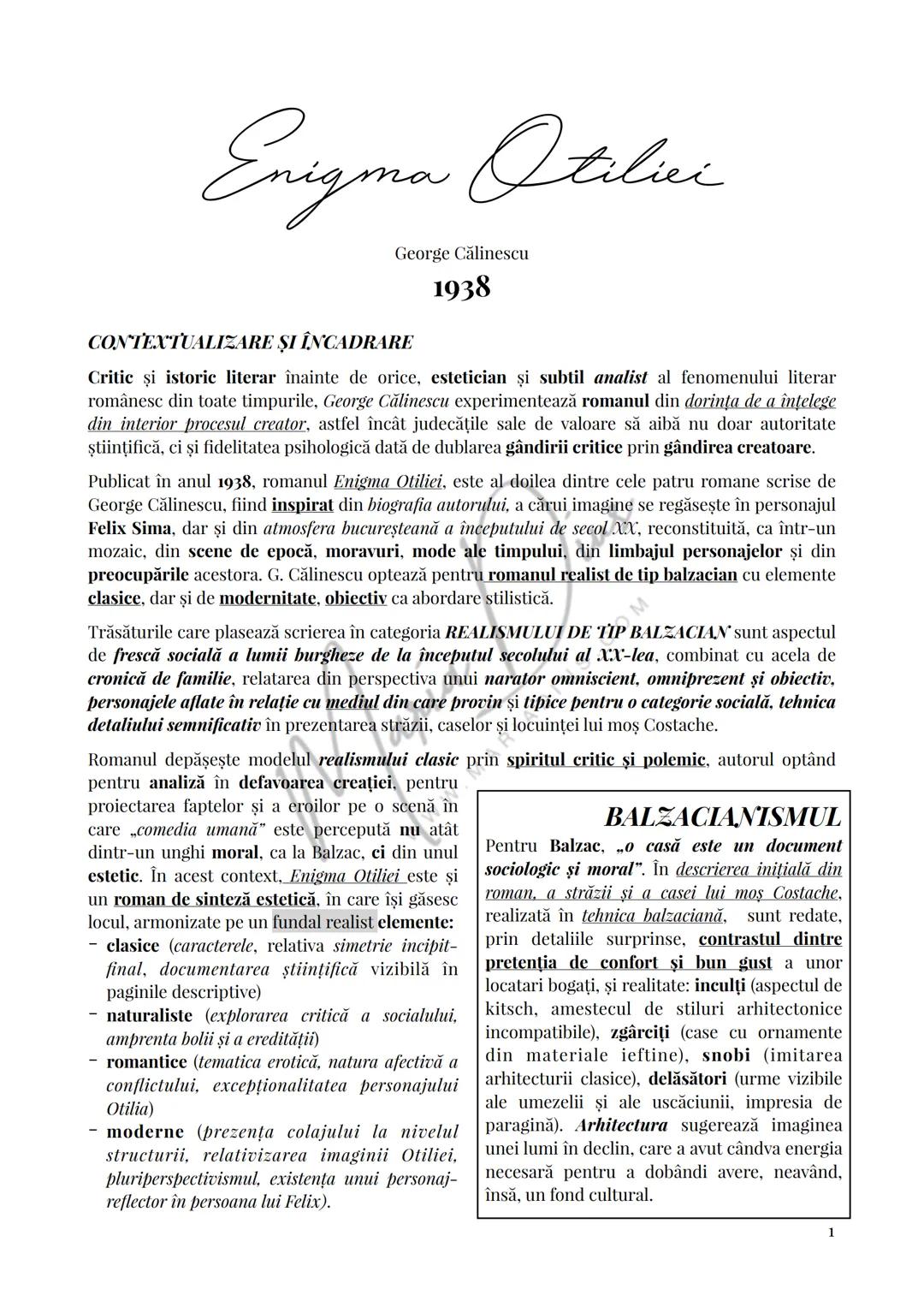# Enigma Otilivi
George Călinescu
CONTEXTUALIZARE ȘI ÎNCADRARE
1938
Critic şi istoric literar înainte de orice, estetician și subtil ana