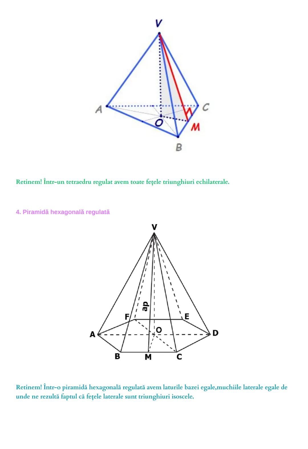 # Piramida
Piramida este corpul geometric care are ca bază un poligon, iar feţele laterale sunt triunghiuri.
Există mai multe tipuri de pira