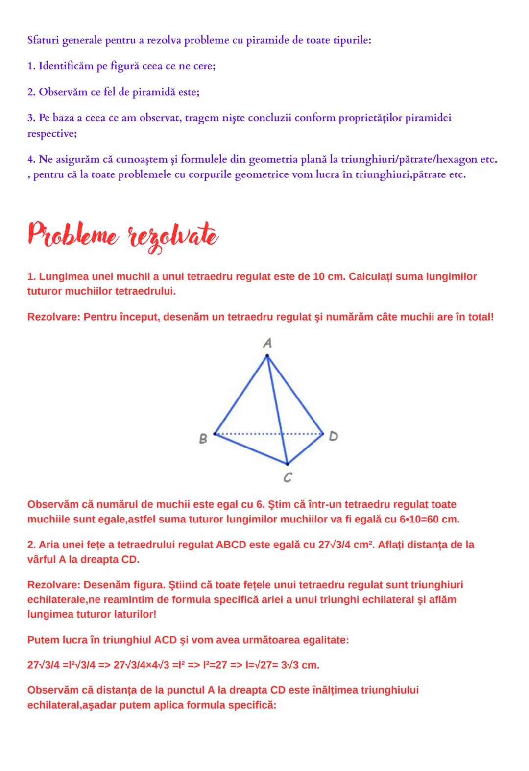 # Piramida
Piramida este corpul geometric care are ca bază un poligon, iar feţele laterale sunt triunghiuri.
Există mai multe tipuri de pira